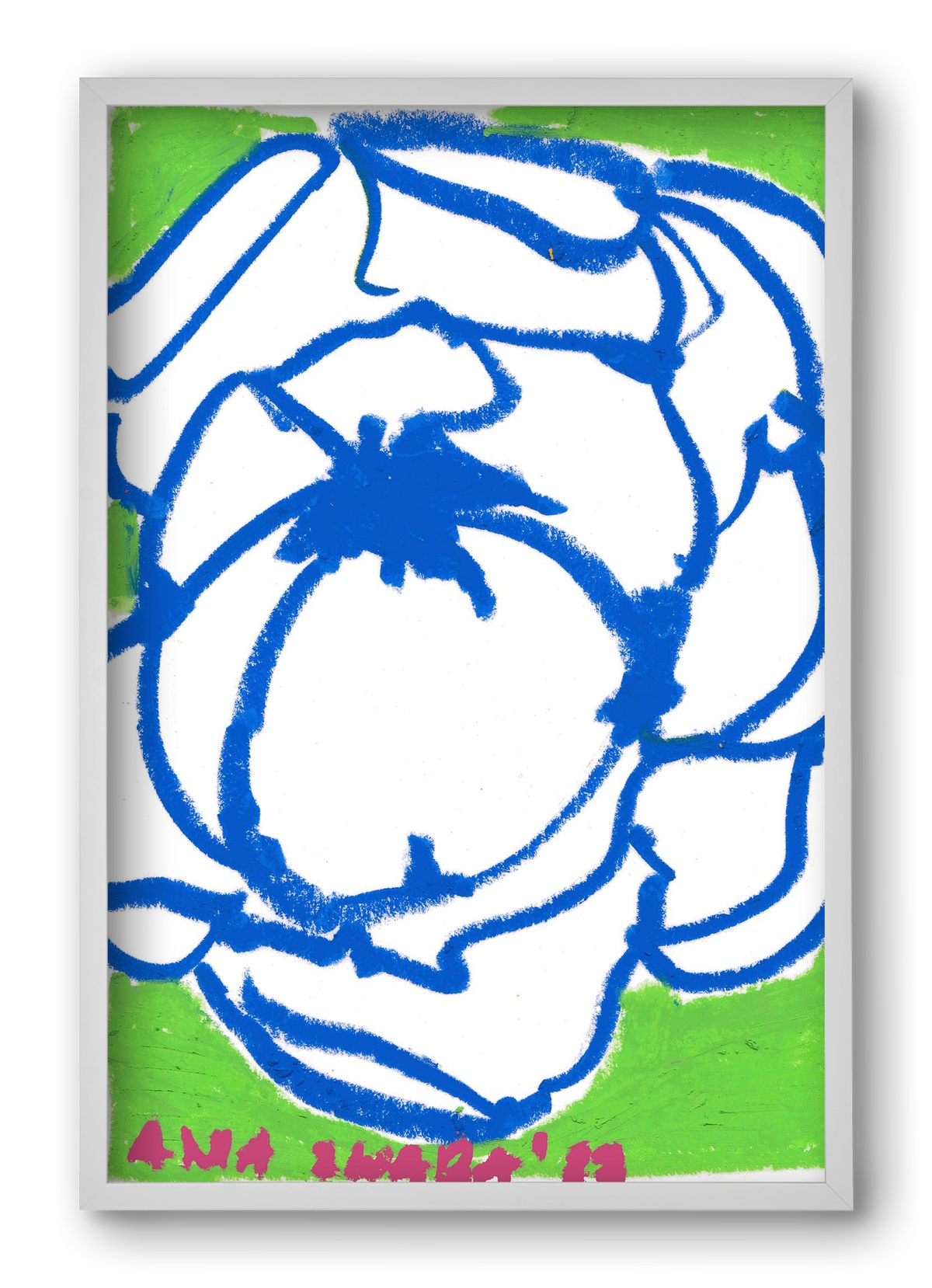 Blue peony, 40x60 cm (40x60 cm), Fehér keret