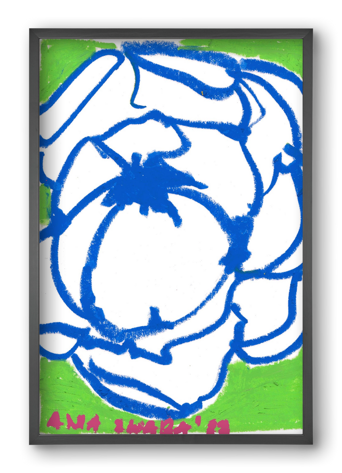 Blue peony, 40x60 cm (40x60 cm), Fekete keret