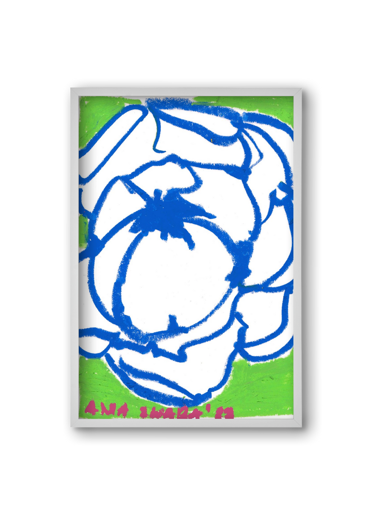 Blue peony, 20x30 cm (20x30 cm), Fehér keret