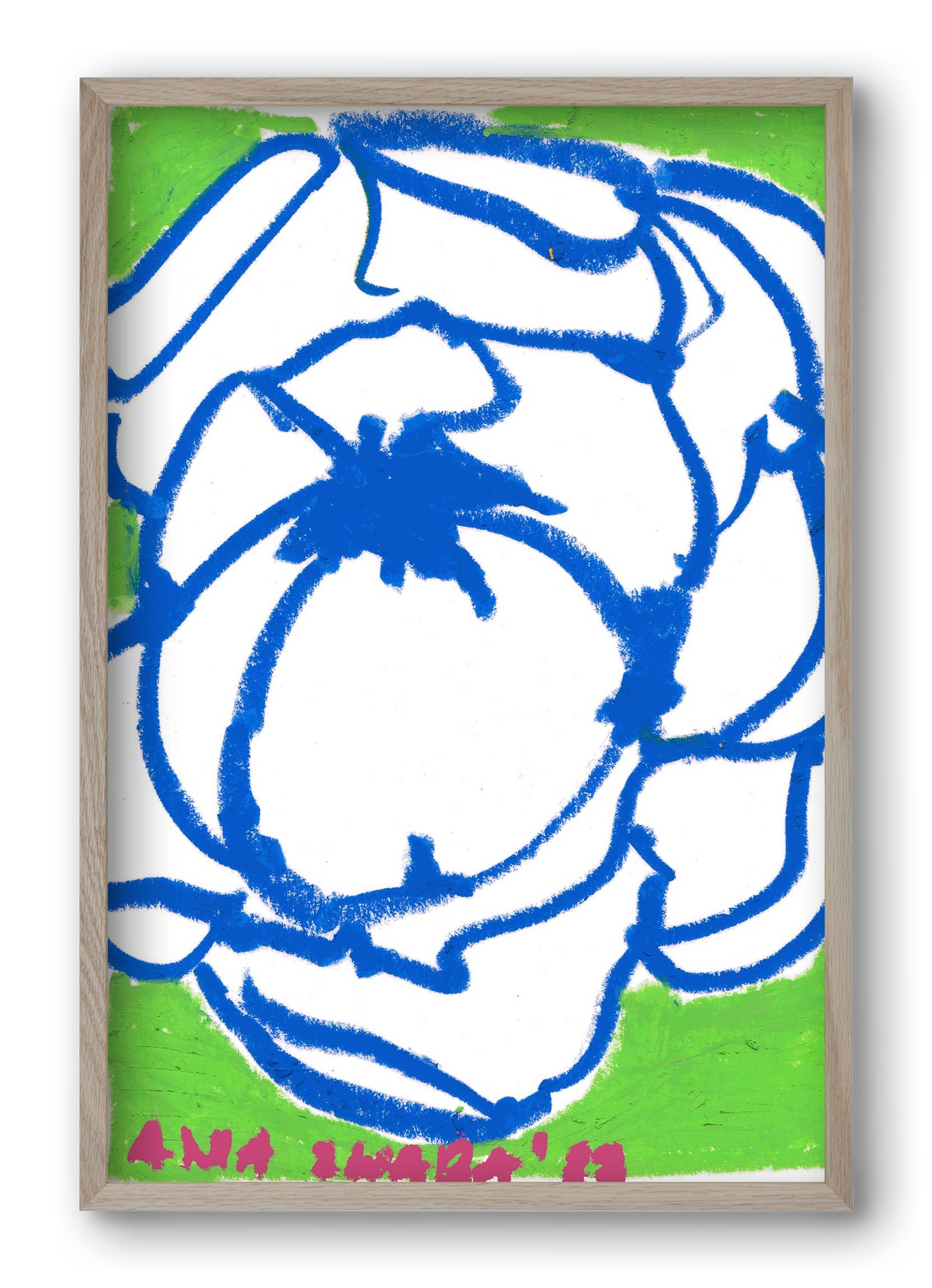 Blue peony, 40x60 cm (40x60 cm), Tölgy keret