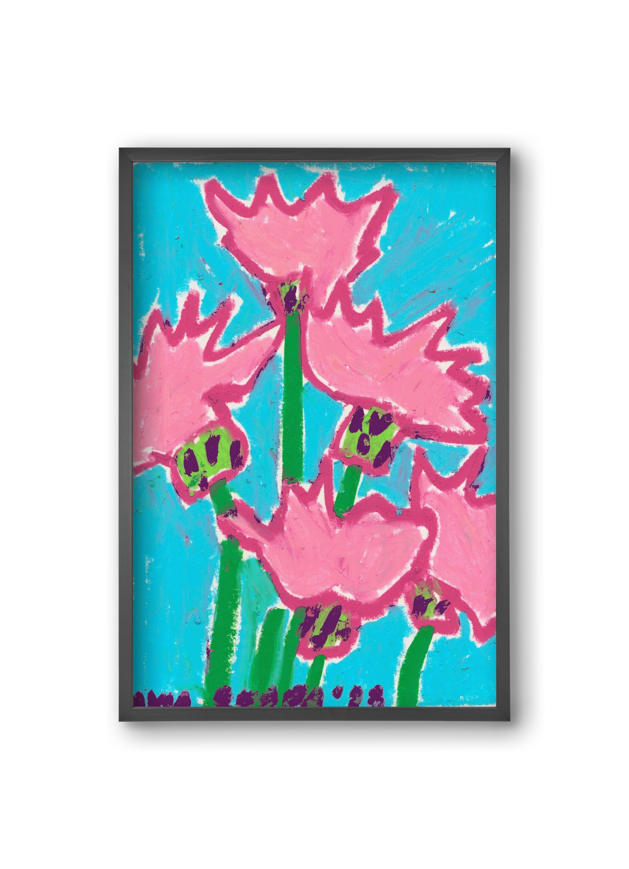 Wild Pink Flowers, 20x30 cm (20x30 cm), Fekete keret