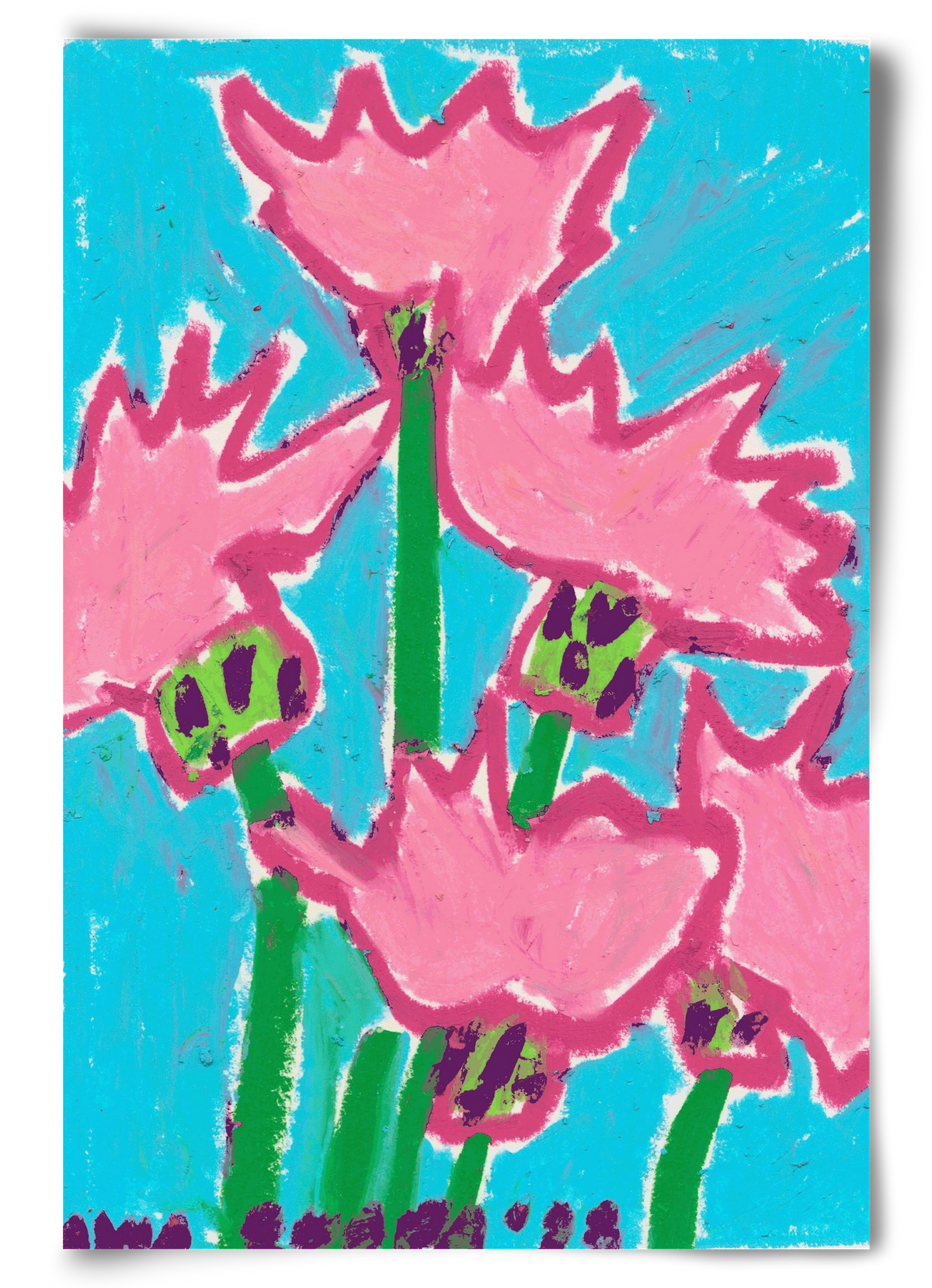 Wild Pink Flowers, 60x90 cm, Keret nélkül