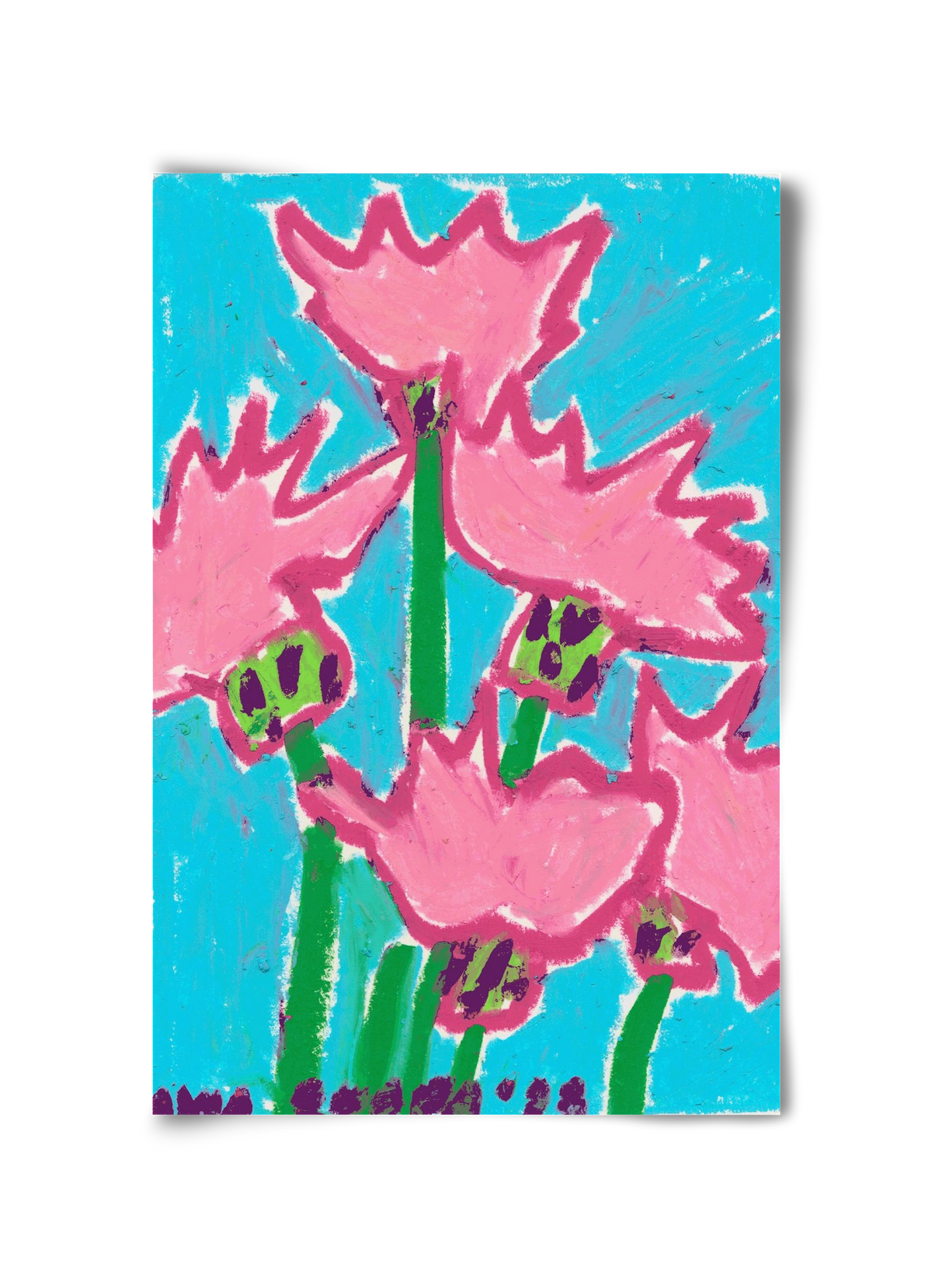 Wild Pink Flowers, 30x45 cm, Keret nélkül