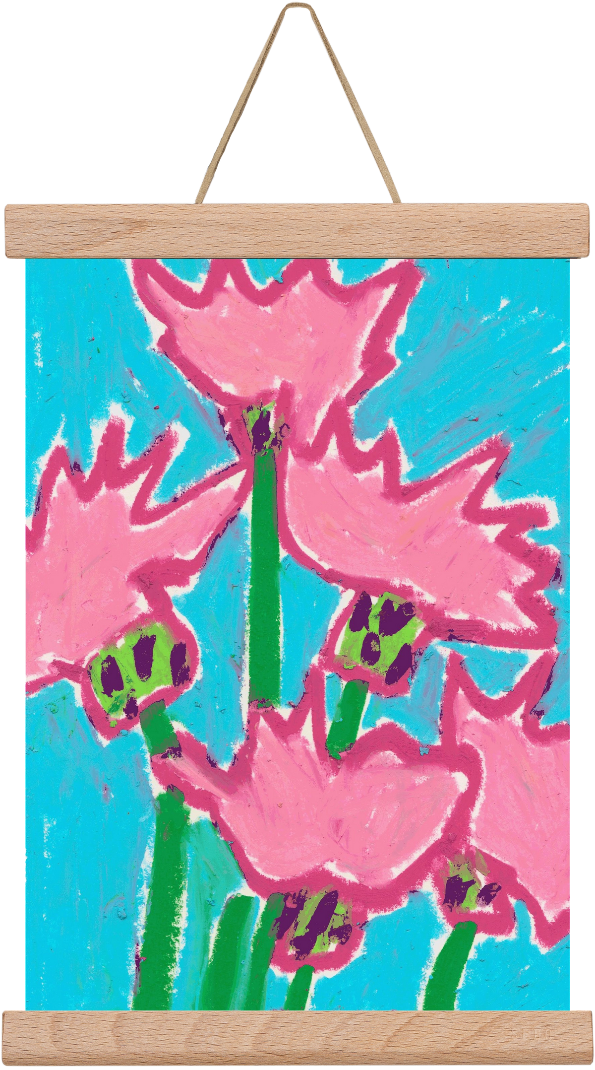 Wild Pink Flowers, 20x30 cm (20x30 cm), Tölgy akasztó