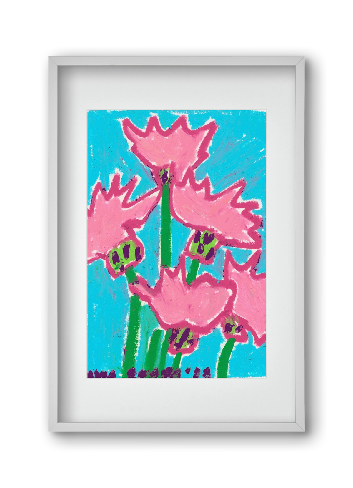 Wild Pink Flowers, 30x45 cm (20x30 cm), Fehér keret, paszpartuval