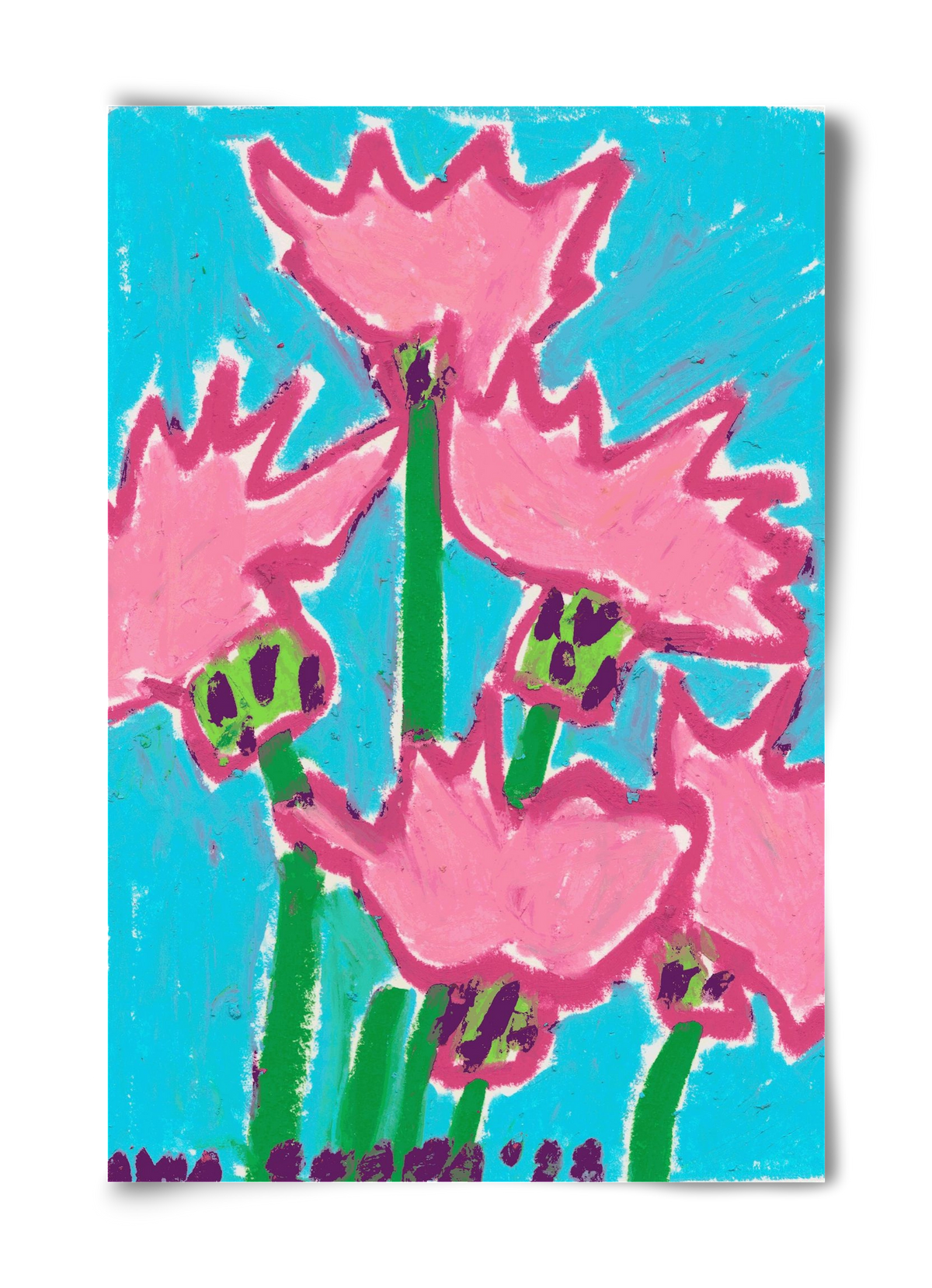 Wild Pink Flowers, 40x60 cm, Keret nélkül