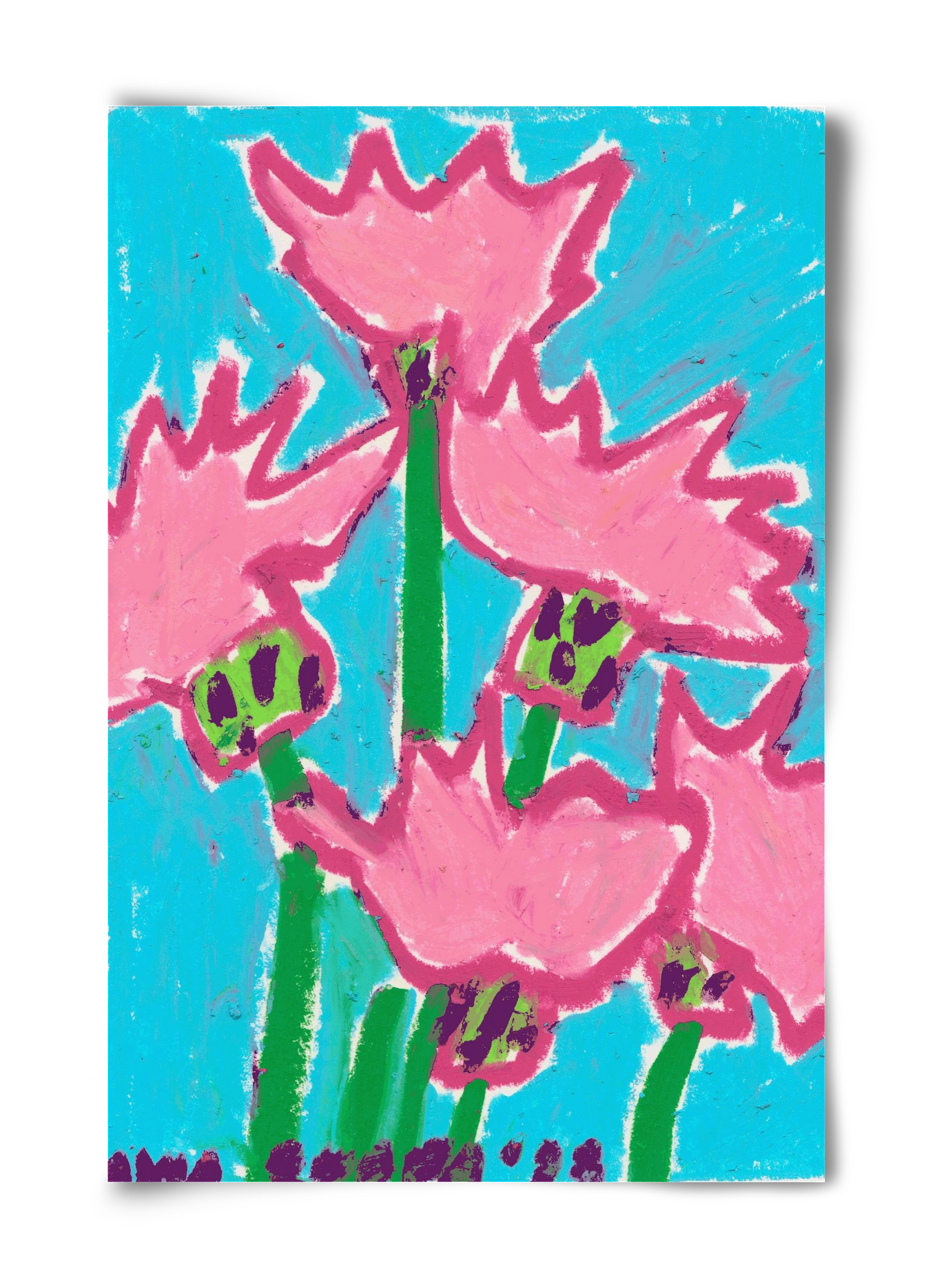 Wild Pink Flowers, 40x60 cm, Keret nélkül