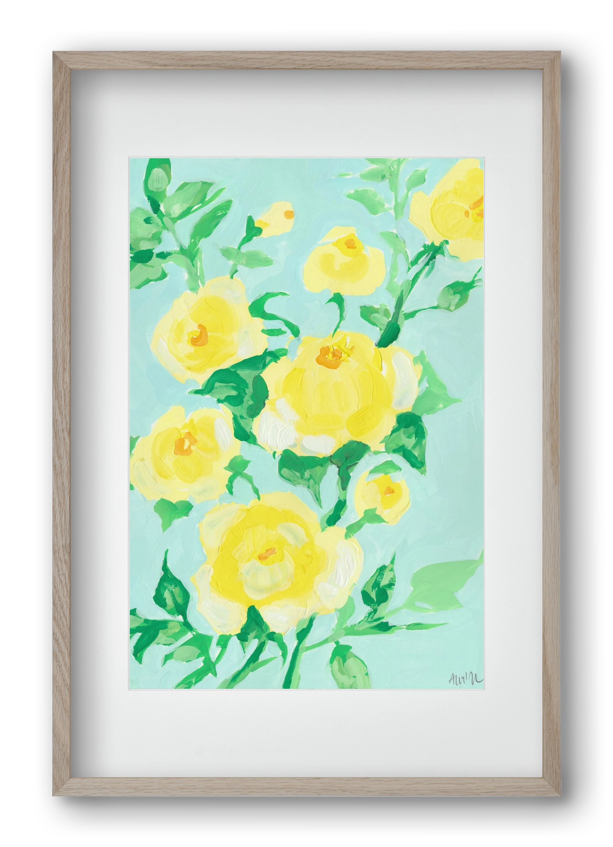 Lemon roses, 40x60 cm (30x45 cm), Tölgy keret, paszpartuval