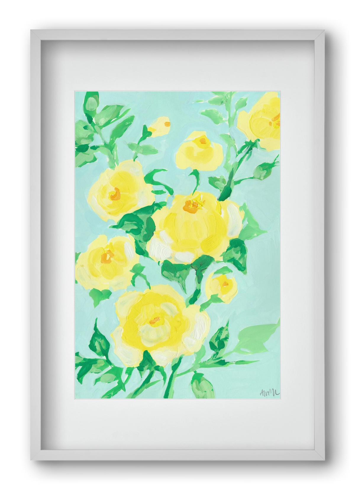 Lemon roses, 40x60 cm (30x45 cm), Fehér keret, paszpartuval