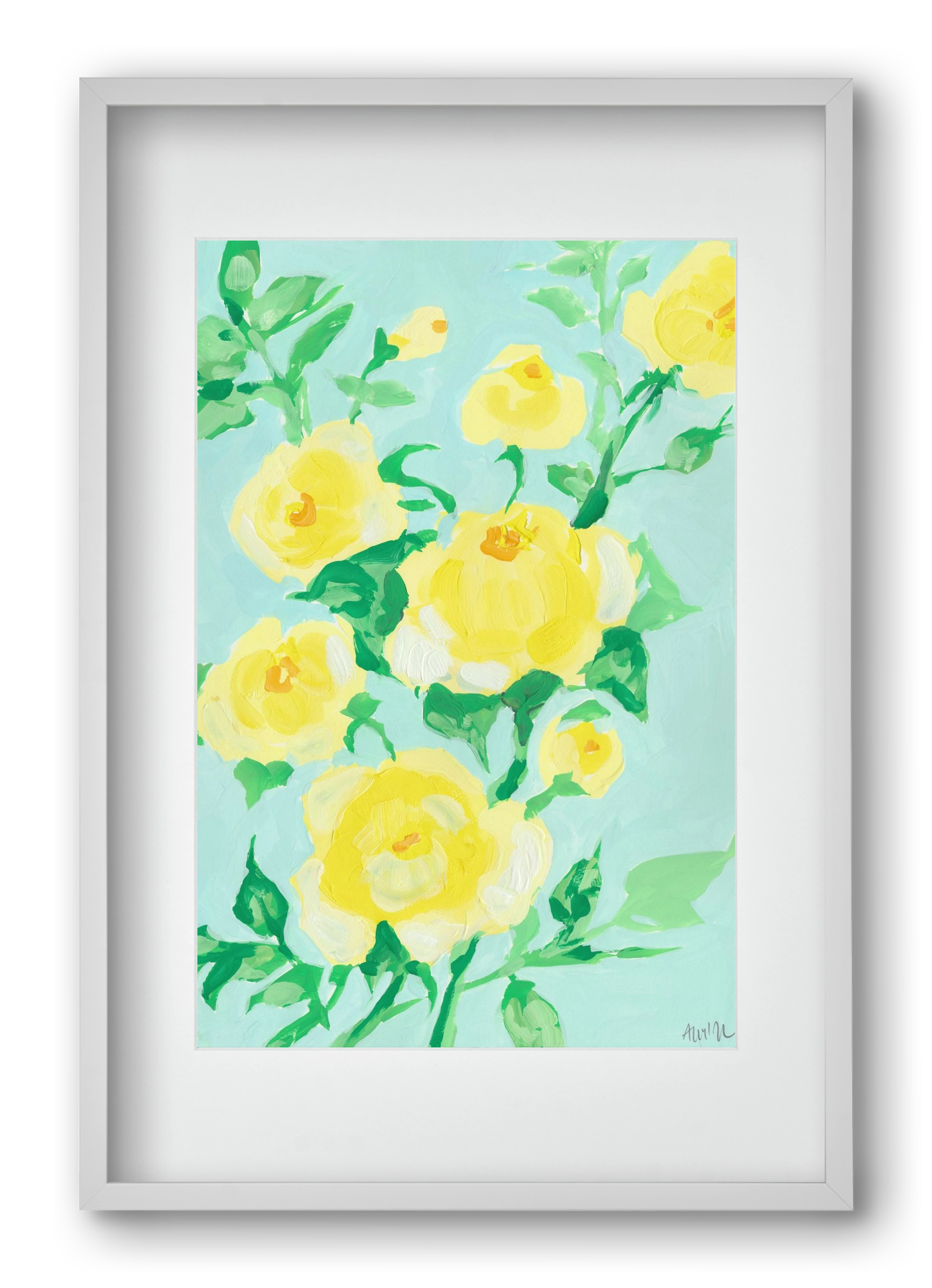 Lemon roses, 40x60 cm (30x45 cm), Fehér keret, paszpartuval