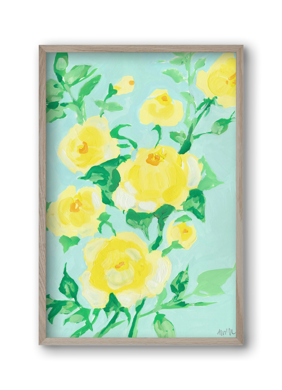 Lemon roses, 30x45 cm (30x45 cm), Tölgy keret