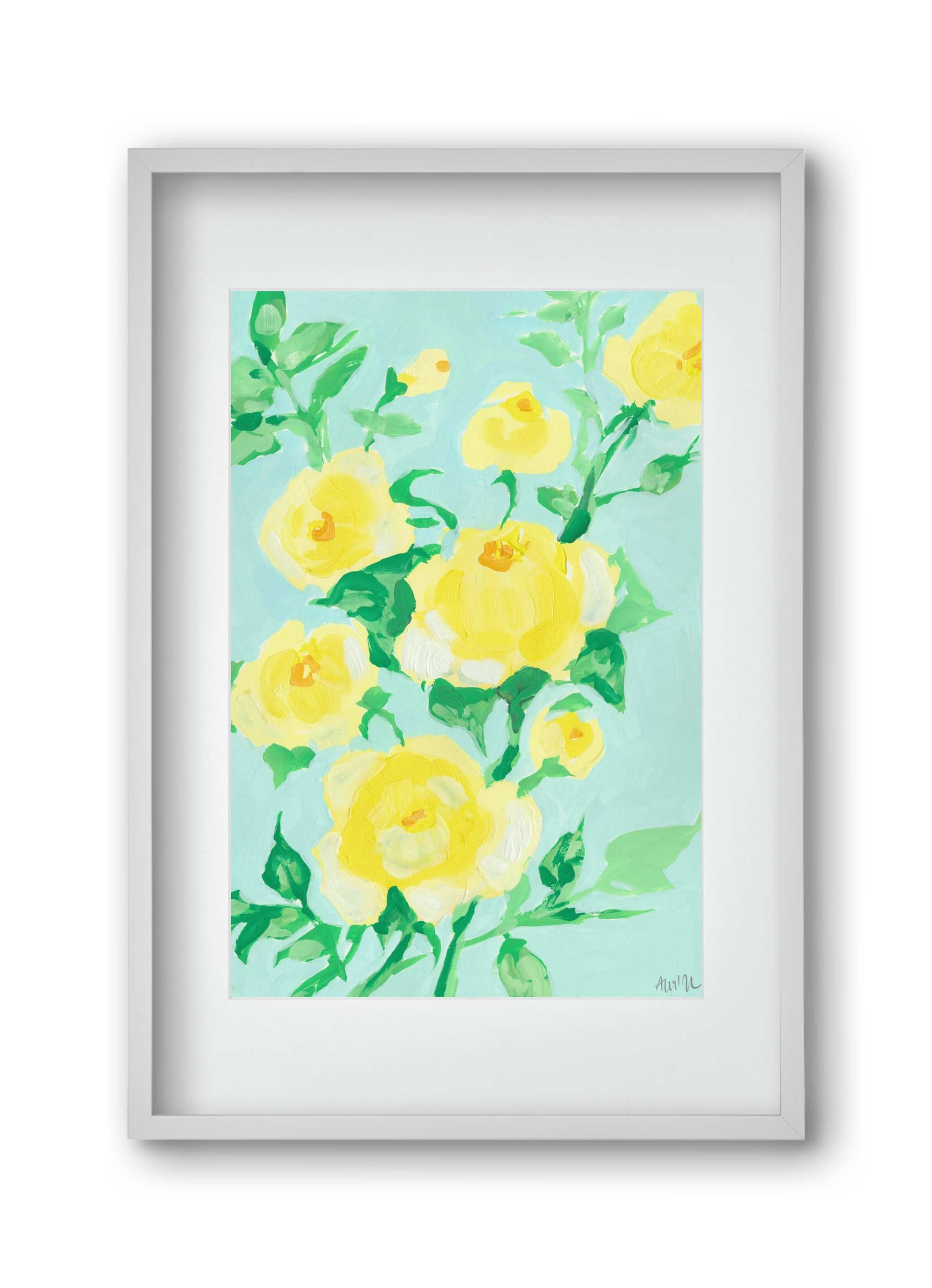 Lemon roses, 30x45 cm (20x30 cm), Fehér keret, paszpartuval