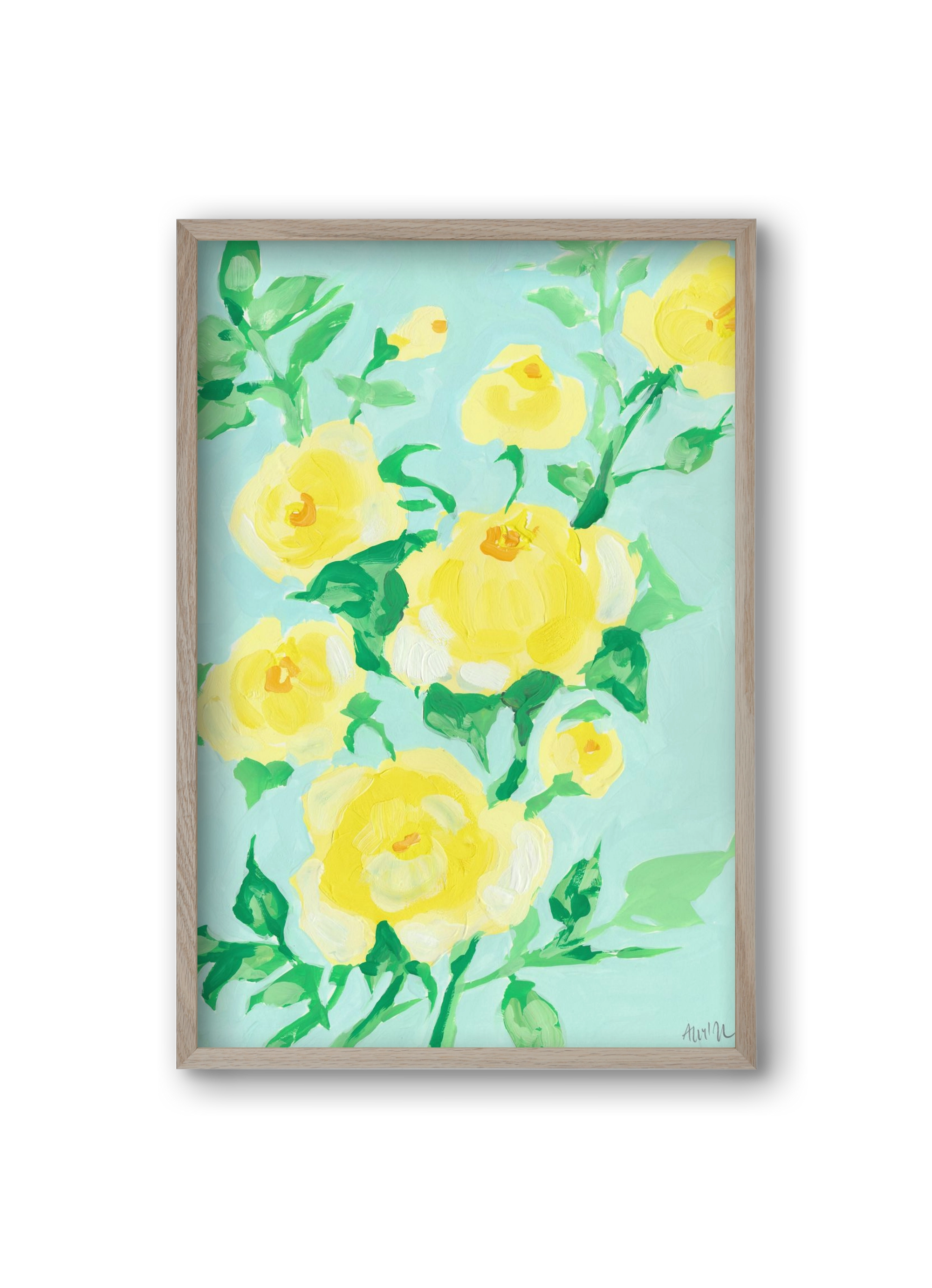 Lemon roses, 20x30 cm (20x30 cm), Tölgy keret