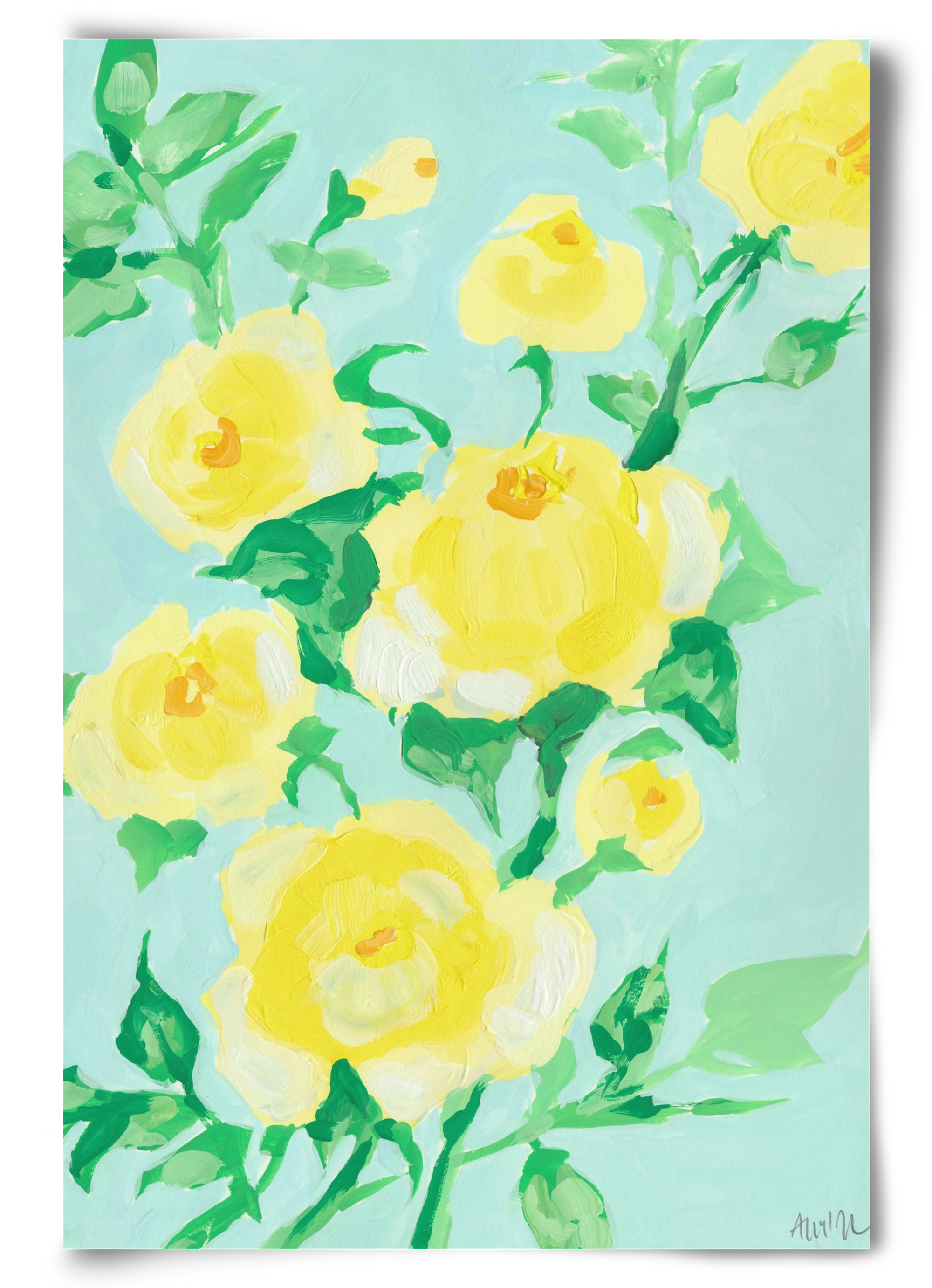 Lemon roses, 60x90 cm, Keret nélkül