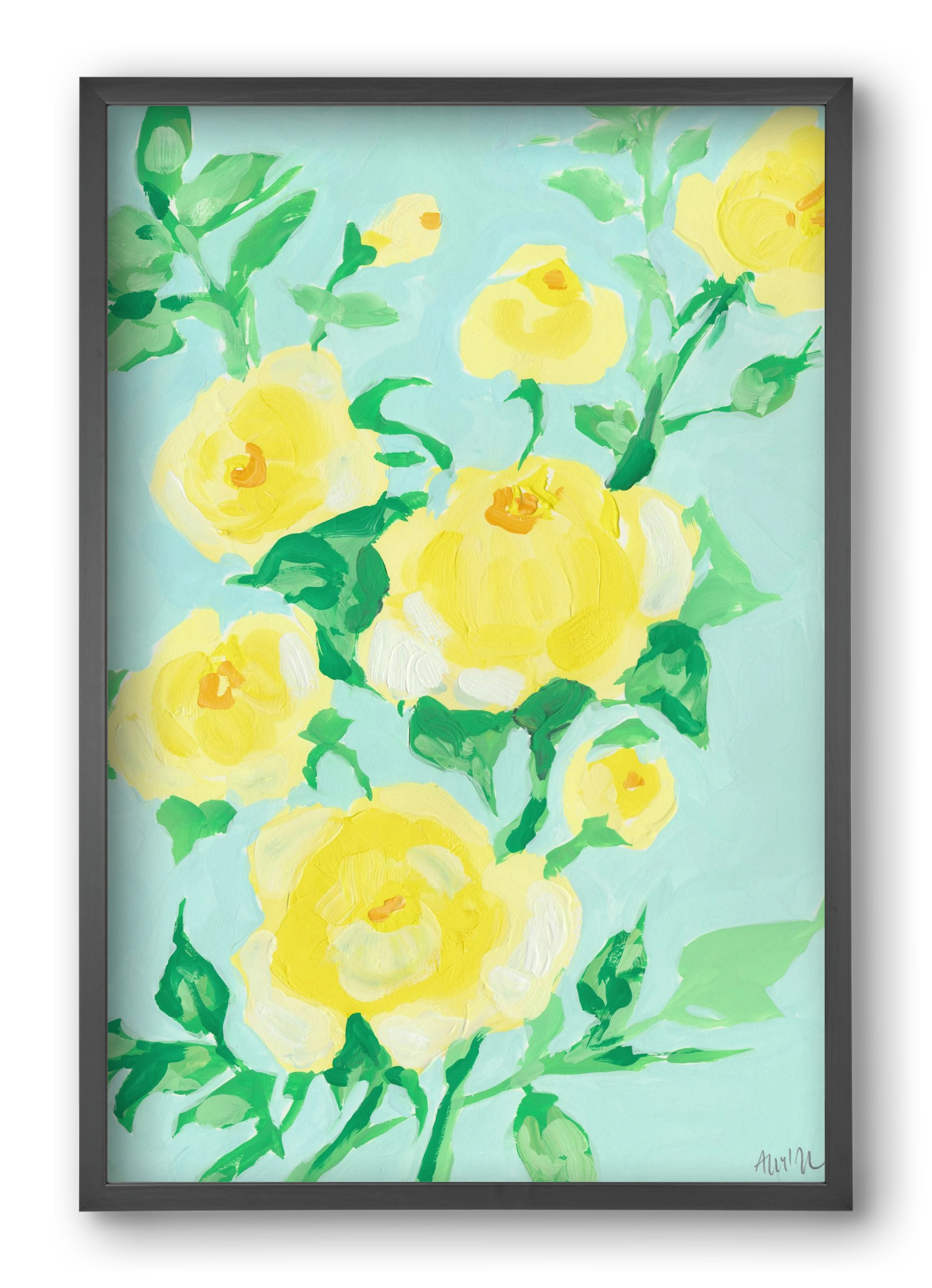 Lemon roses, 40x60 cm (40x60 cm), Fekete keret