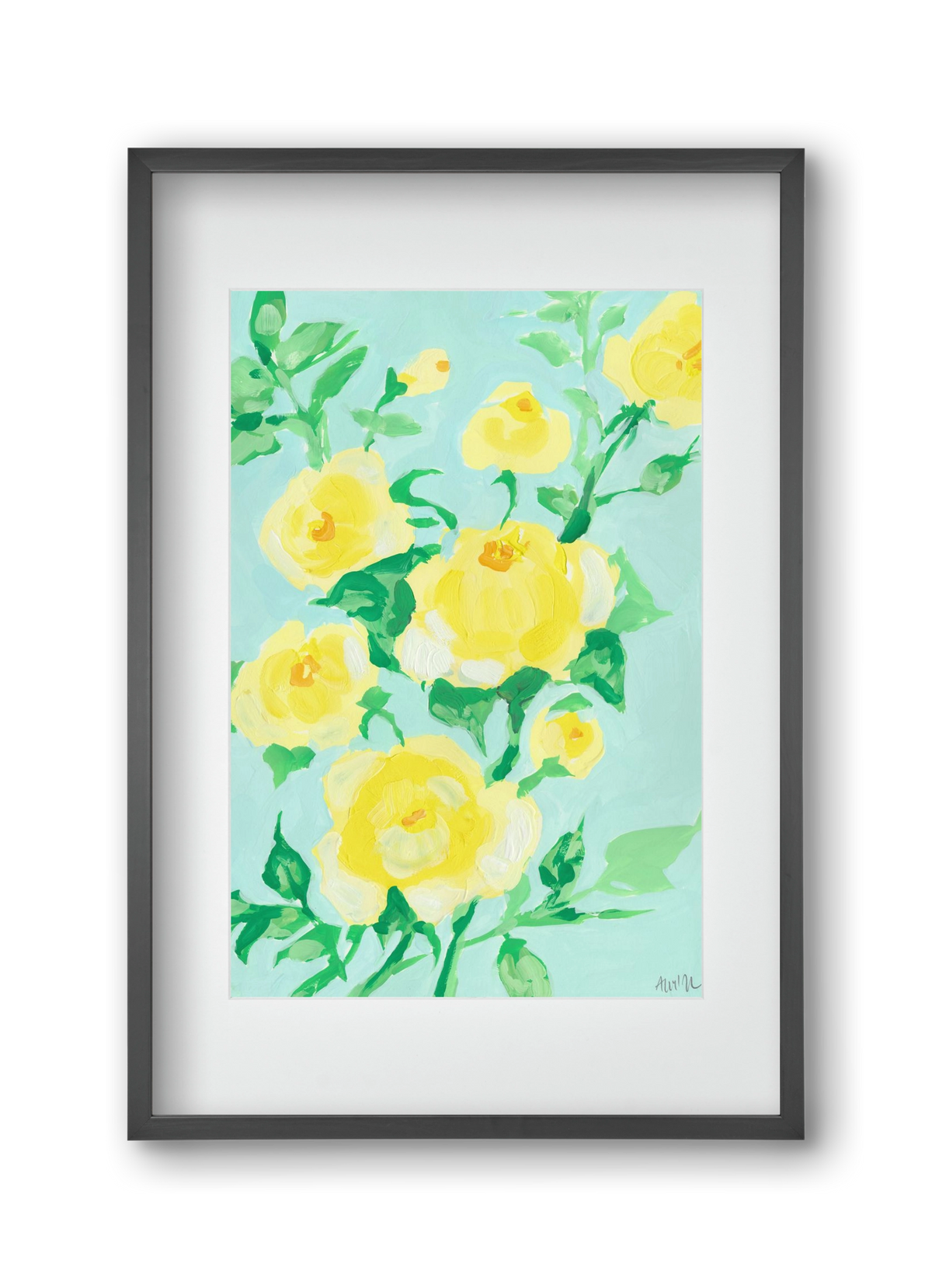 Lemon roses, 30x45 cm (20x30 cm), Fekete keret, paszpartuval