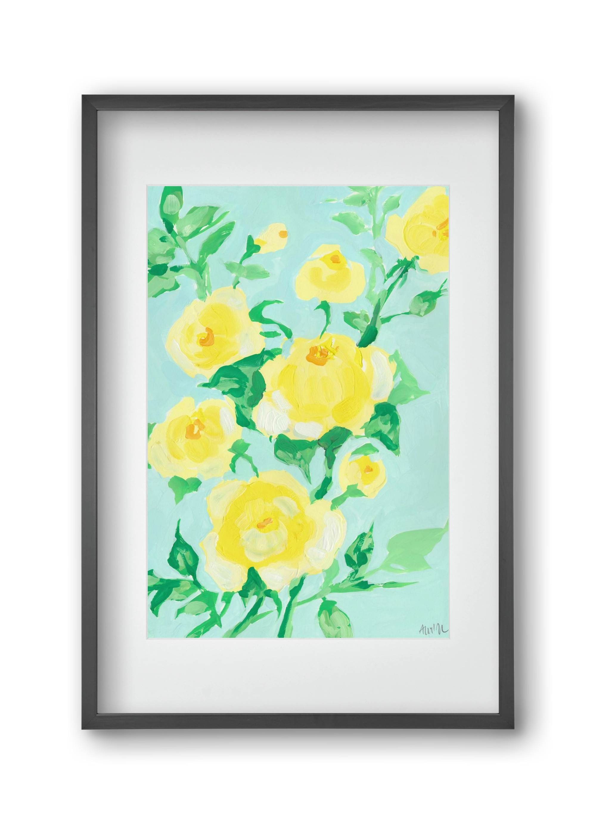 Lemon roses, 30x45 cm (20x30 cm), Fekete keret, paszpartuval