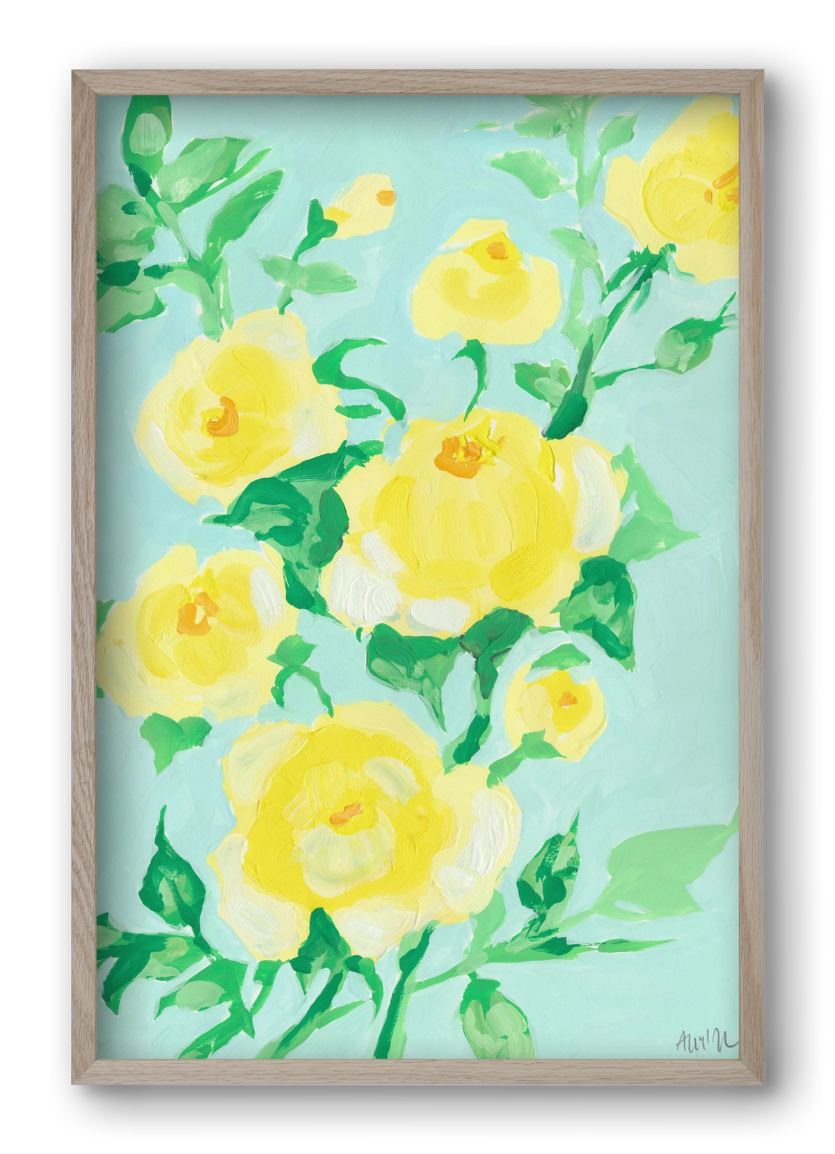 Lemon roses, 40x60 cm (40x60 cm), Tölgy keret
