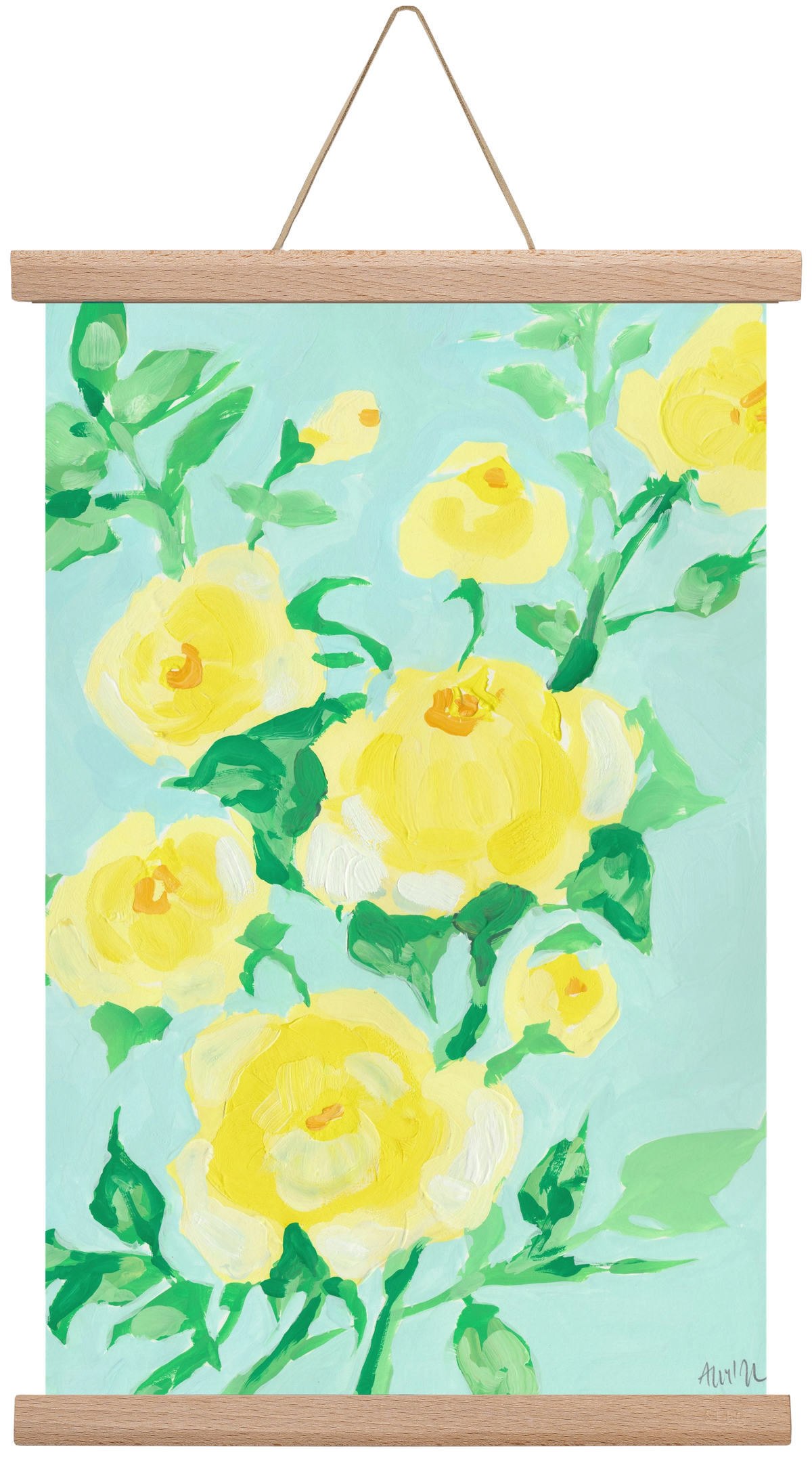 Lemon roses, 30x45 cm (30x45 cm), Tölgy akasztó