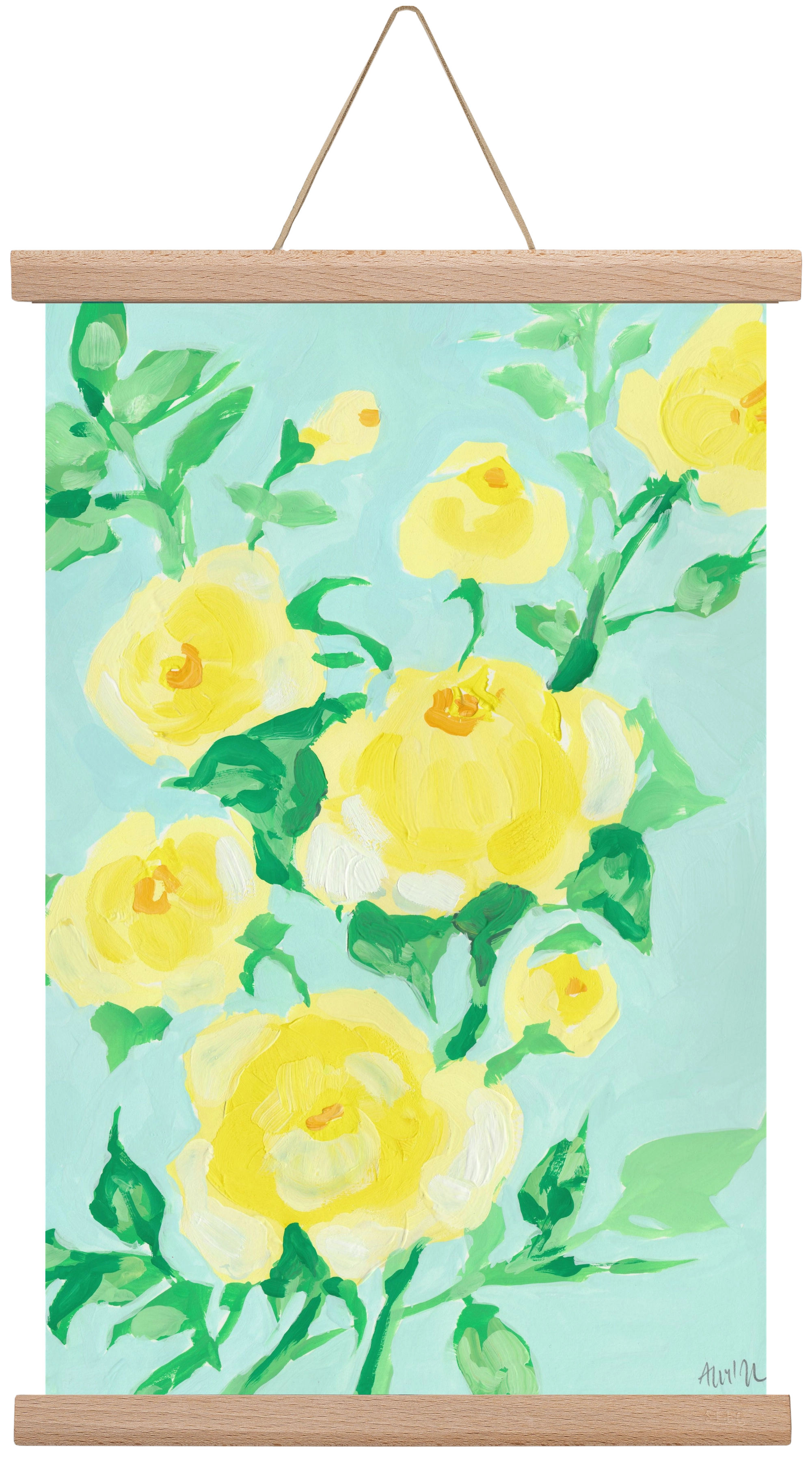 Lemon roses, 30x45 cm (30x45 cm), Tölgy akasztó