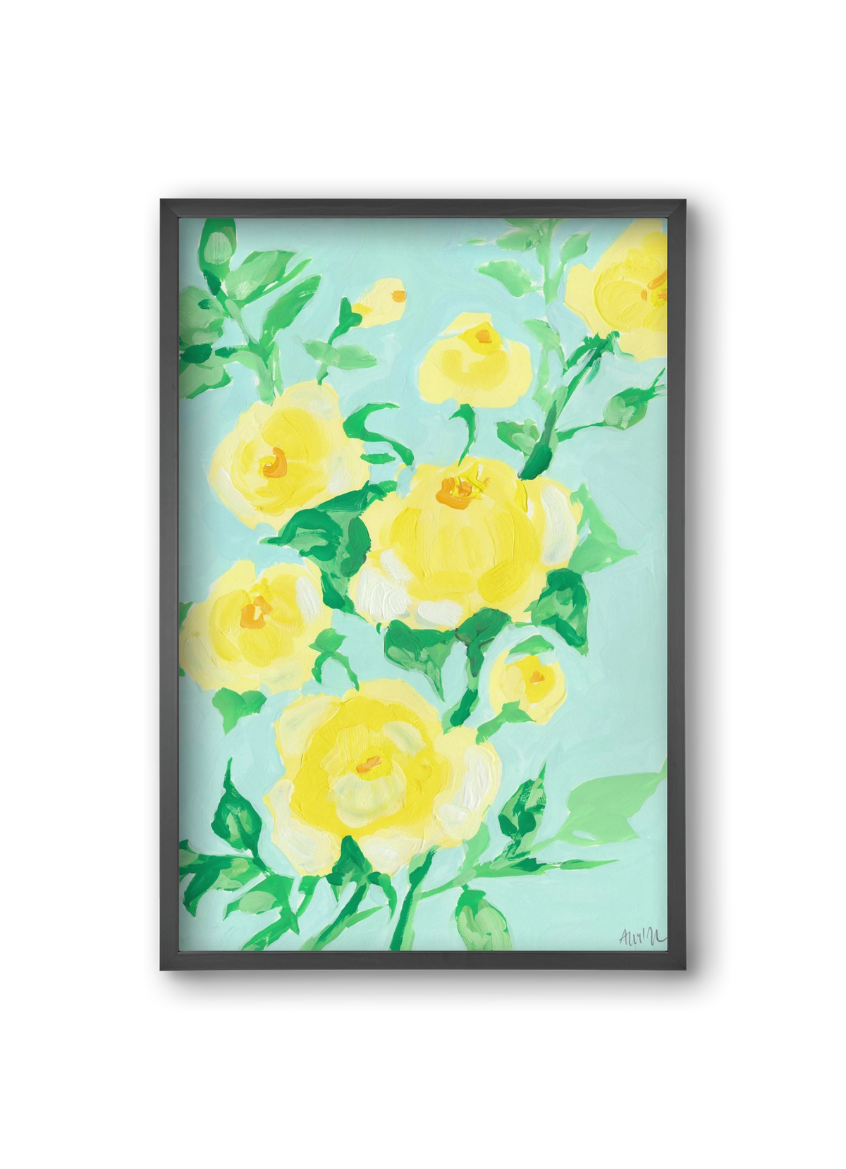 Lemon roses, 20x30 cm (20x30 cm), Fekete keret