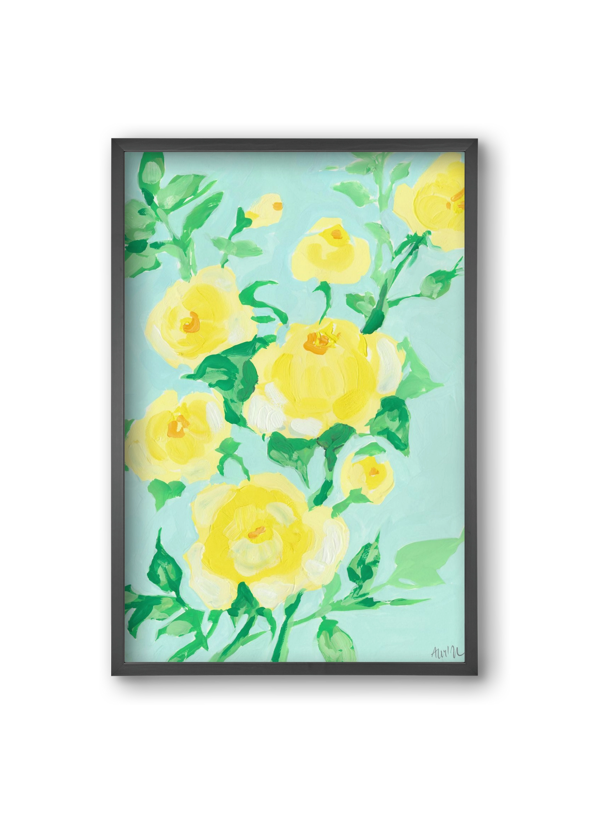 Lemon roses, 20x30 cm (20x30 cm), Fekete keret