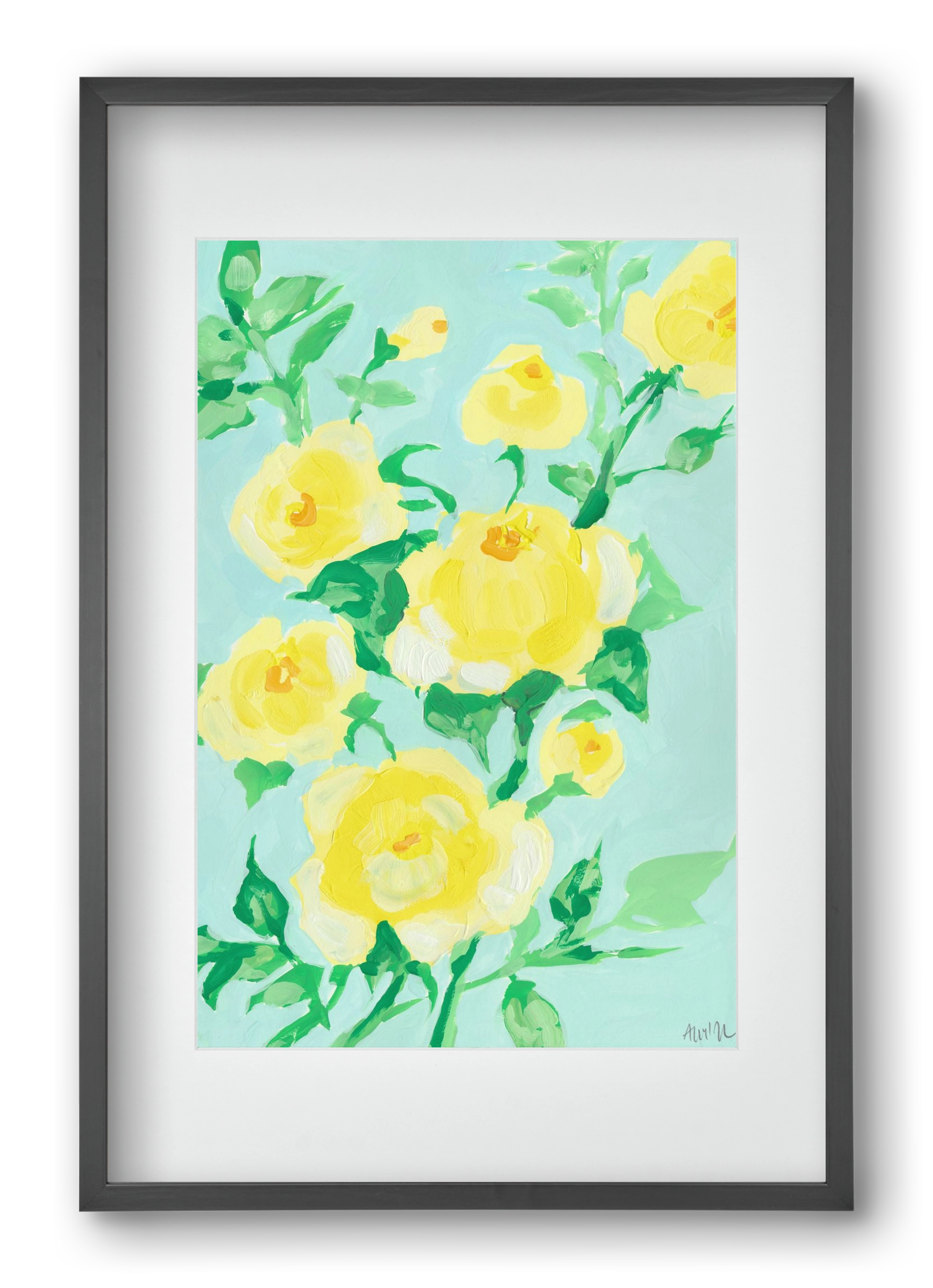 Lemon roses, 40x60 cm (30x45 cm), Fekete keret, paszpartuval