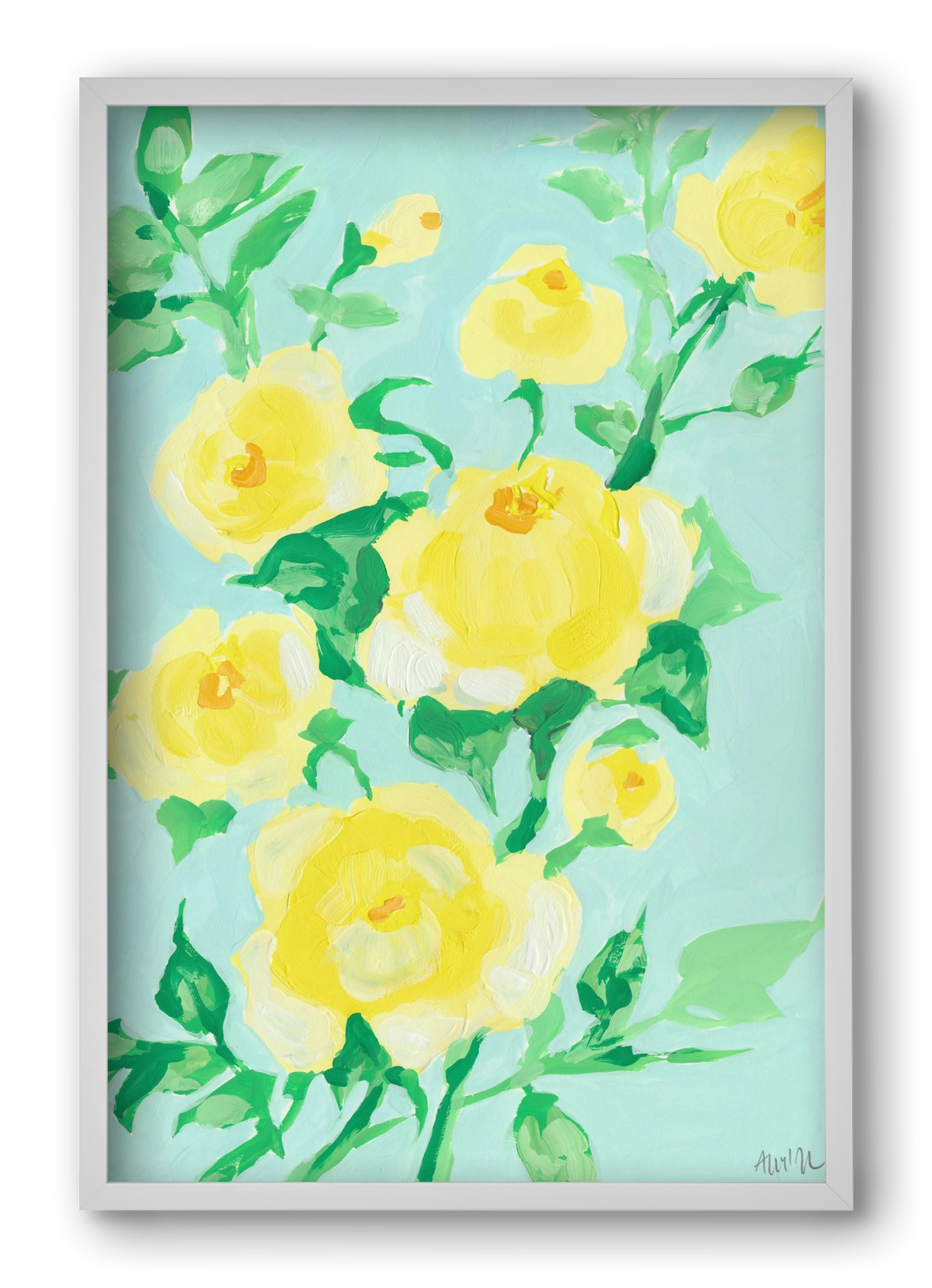 Lemon roses, 40x60 cm (40x60 cm), Fehér keret