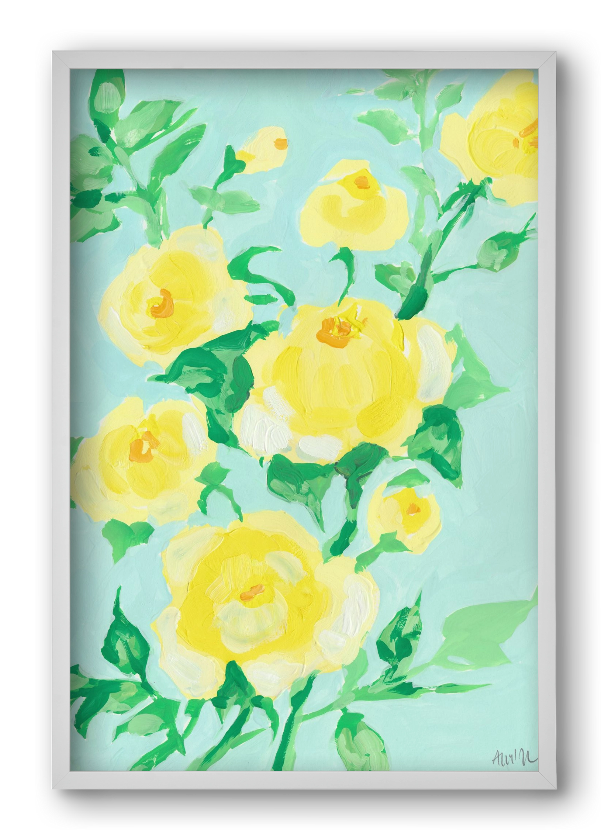 Lemon roses, 40x60 cm (40x60 cm), Fehér keret