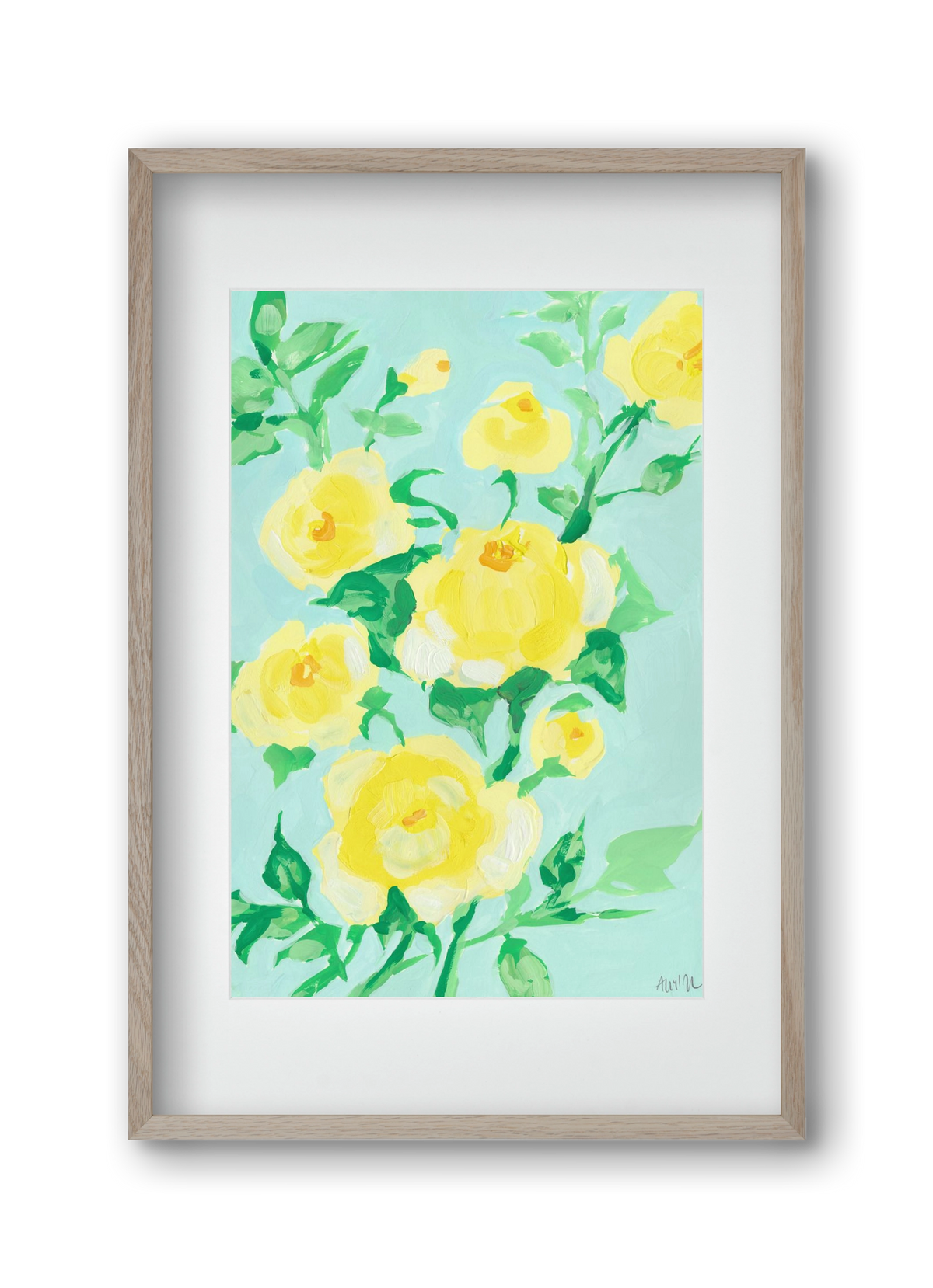 Lemon roses, 30x45 cm (20x30 cm), Tölgy keret, paszpartuval
