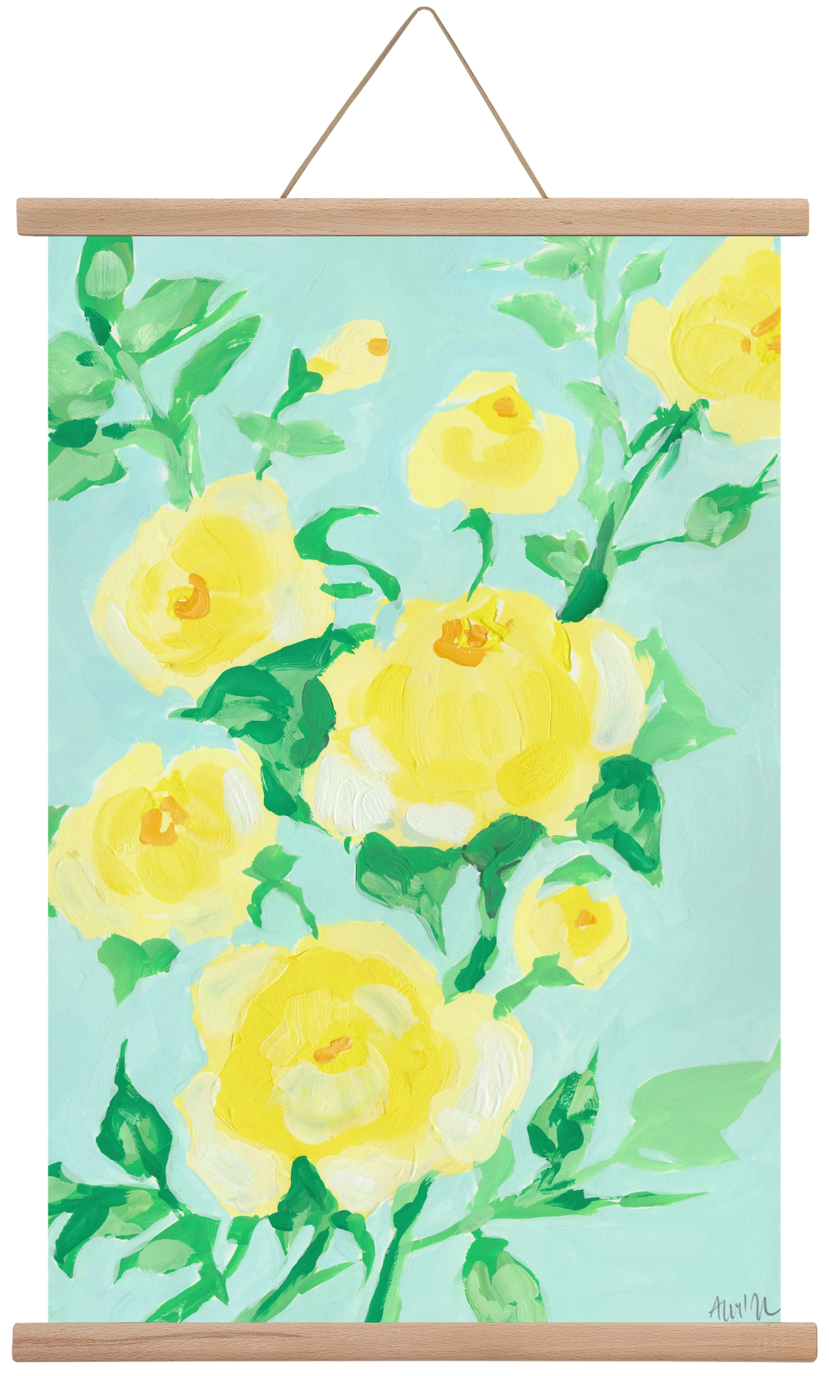 Lemon roses, 40x60 cm (40x60 cm), Tölgy akasztó