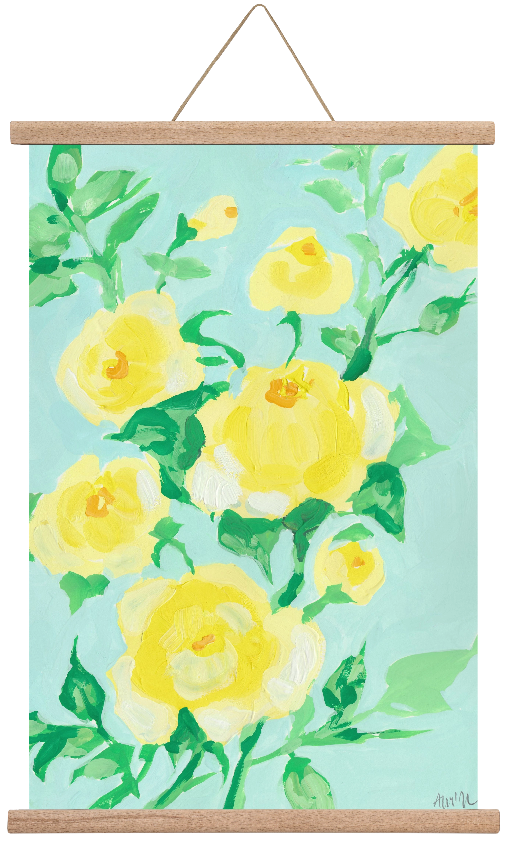 Lemon roses, 40x60 cm (40x60 cm), Tölgy akasztó