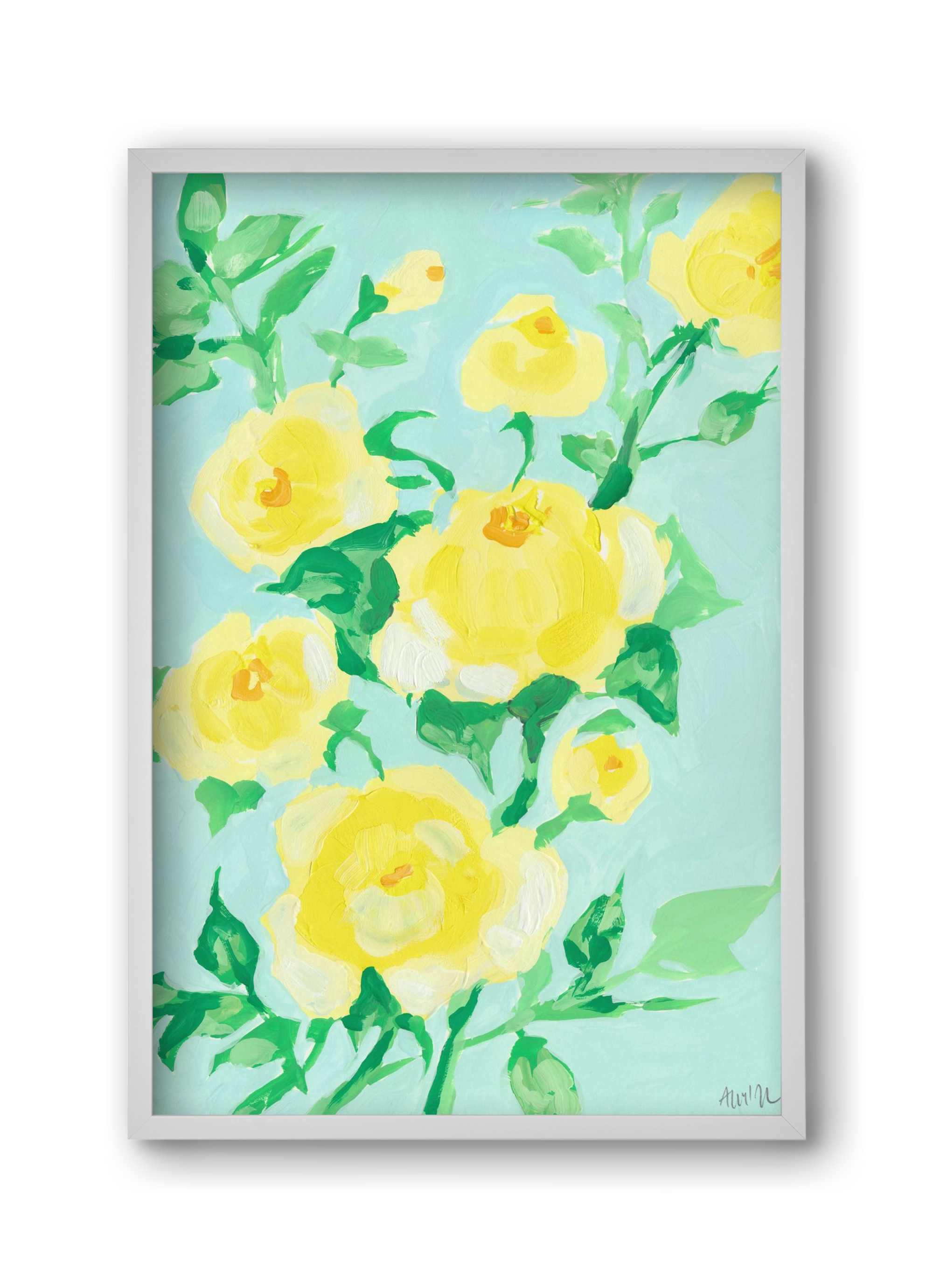 Lemon roses, 30x45 cm (30x45 cm), Fehér keret