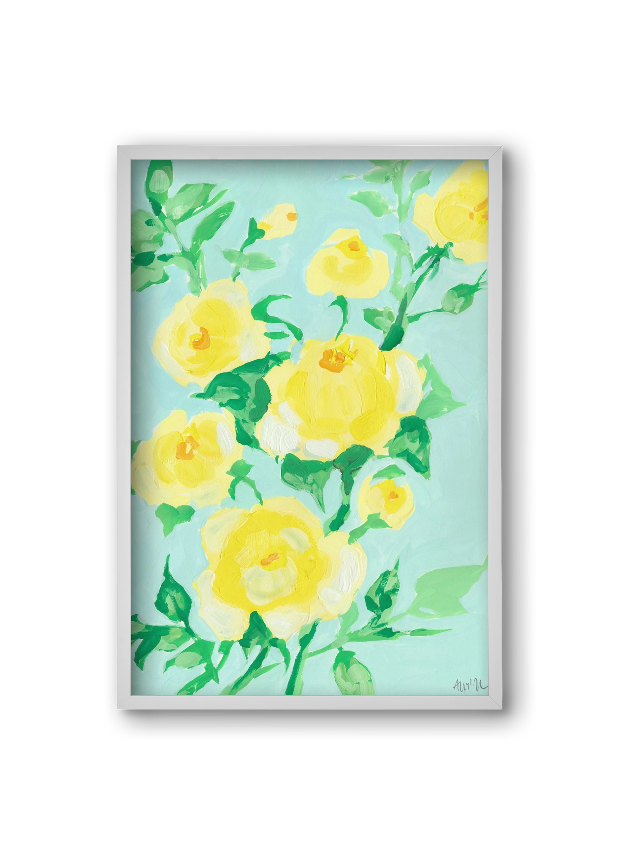 Lemon roses, 20x30 cm (20x30 cm), Fehér keret