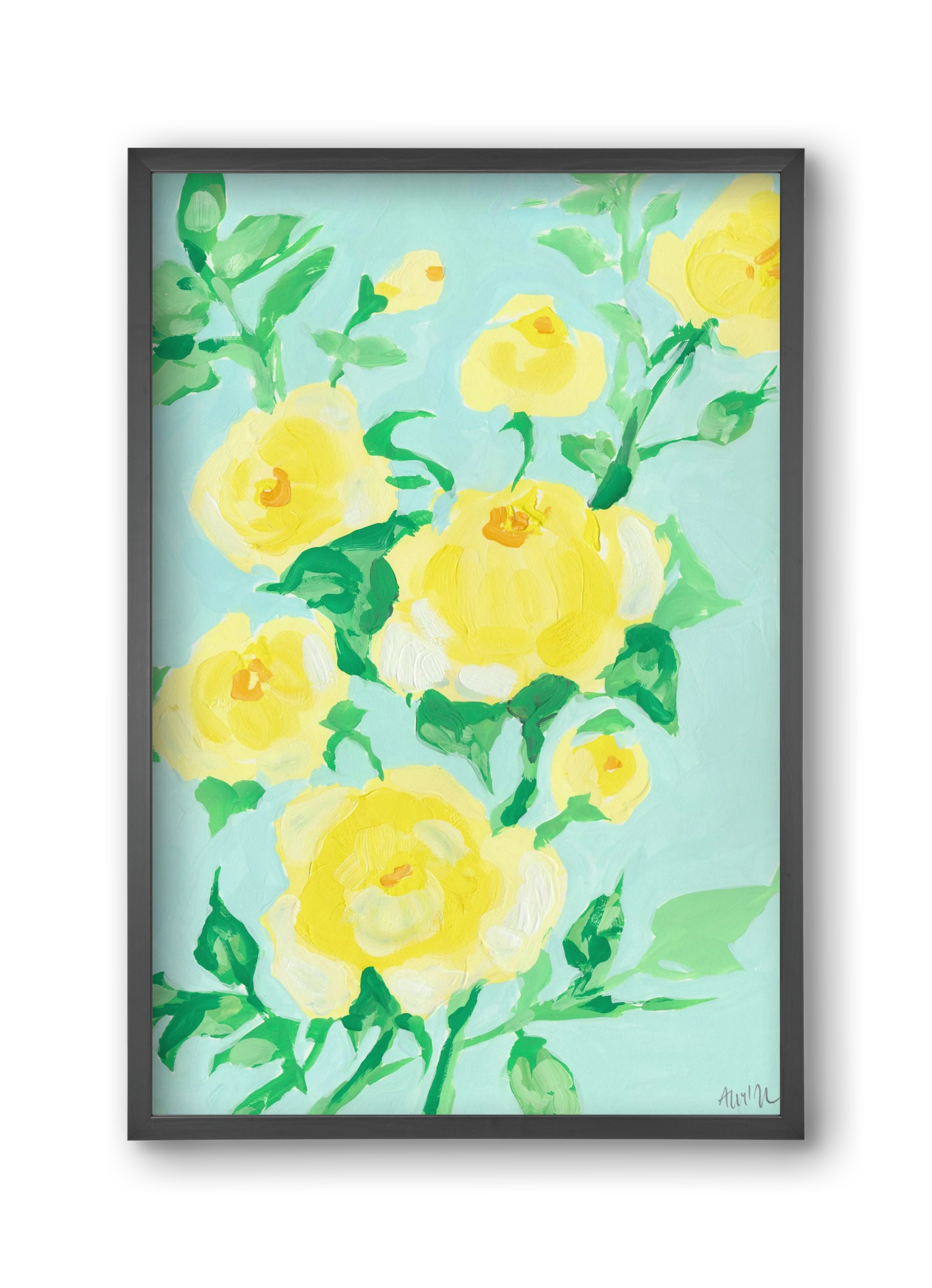 Lemon roses, 30x45 cm (30x45 cm), Fekete keret