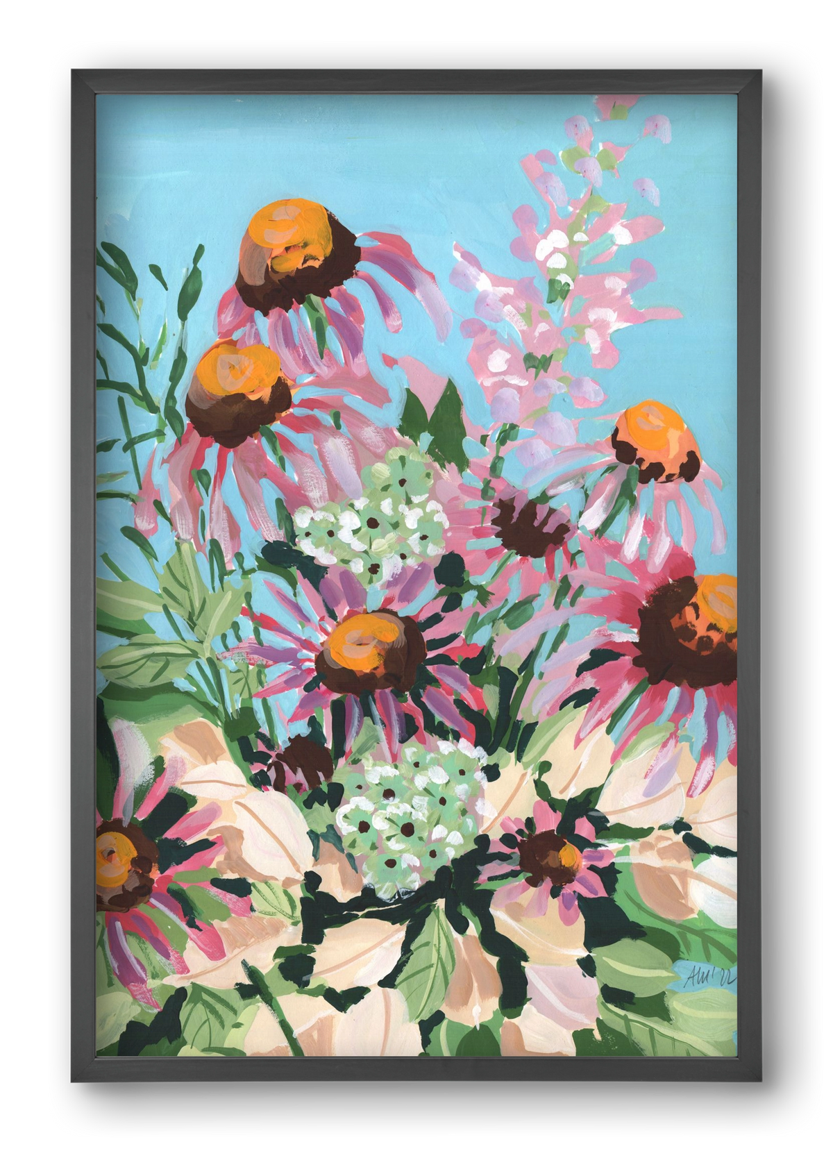 Echinacea purpurea, 40x60 cm (40x60 cm), Fekete keret
