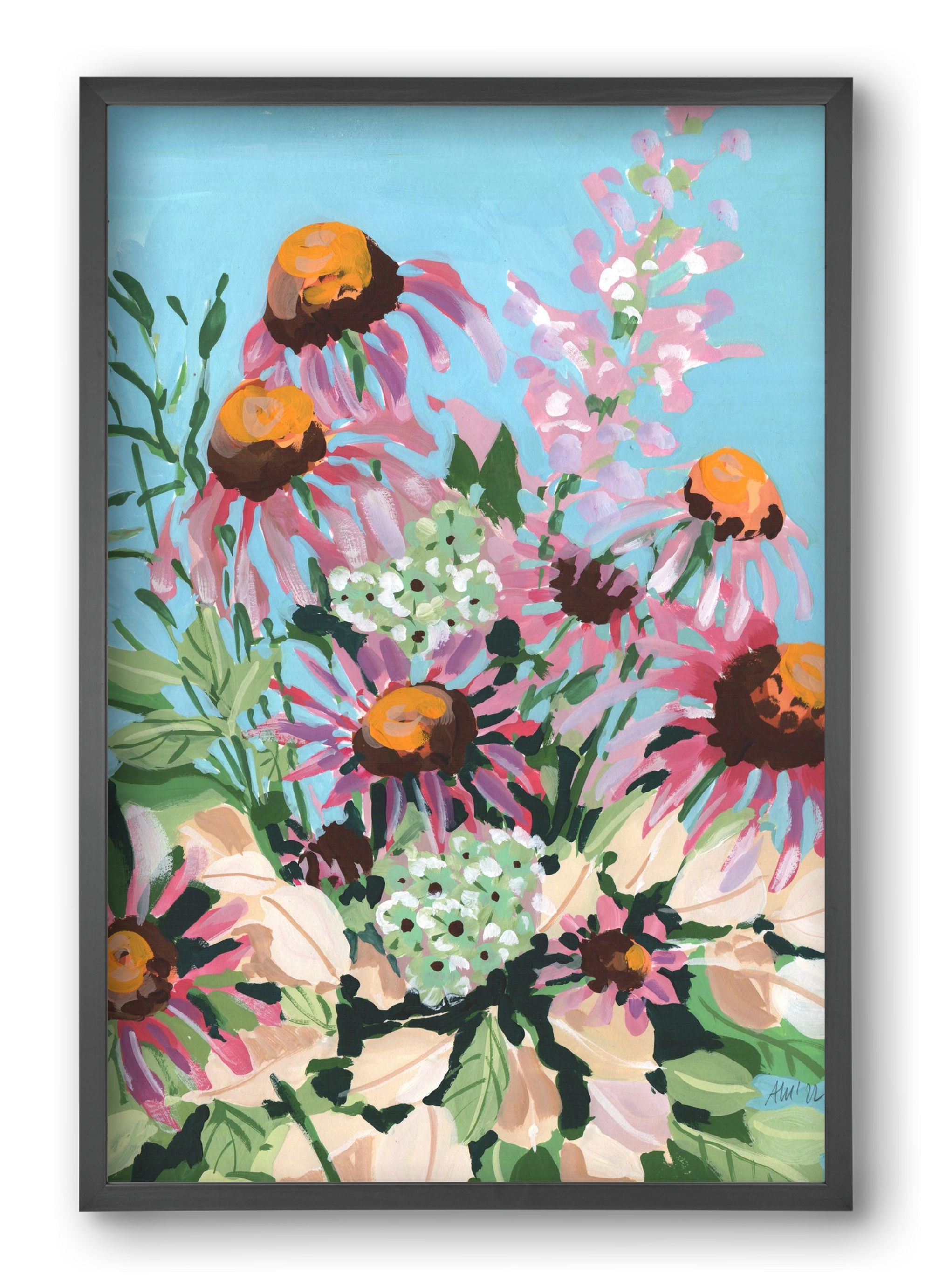 Echinacea purpurea, 40x60 cm (40x60 cm), Fekete keret