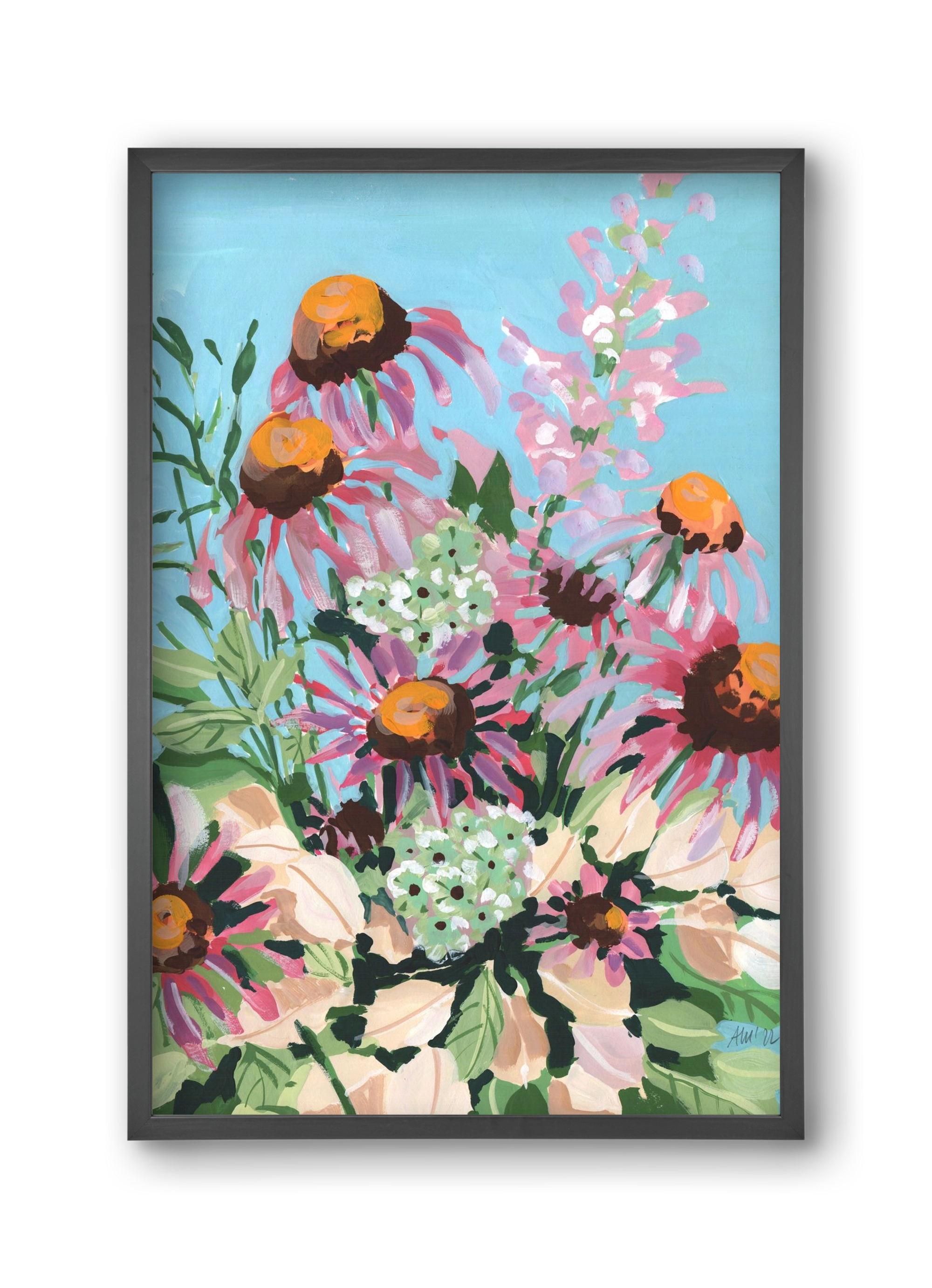 Echinacea purpurea, 30x45 cm (30x45 cm), Fekete keret