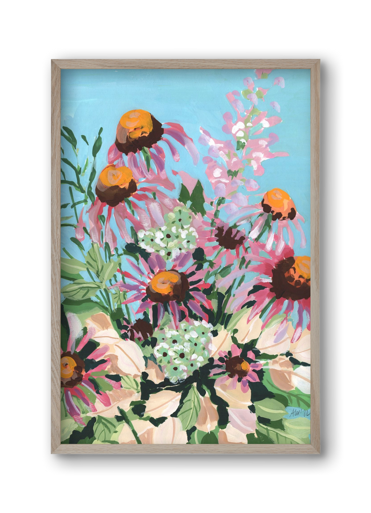 Echinacea purpurea, 30x45 cm (30x45 cm), Tölgy keret