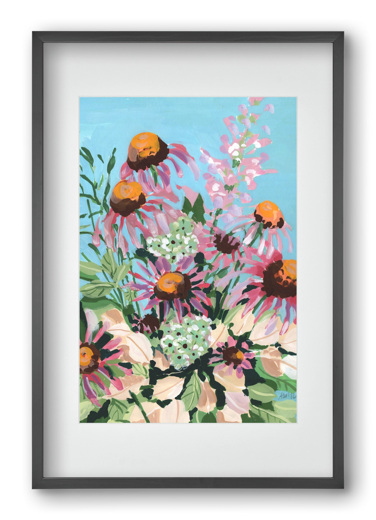 Echinacea purpurea, 40x60 cm (30x45 cm), Fekete keret, paszpartuval