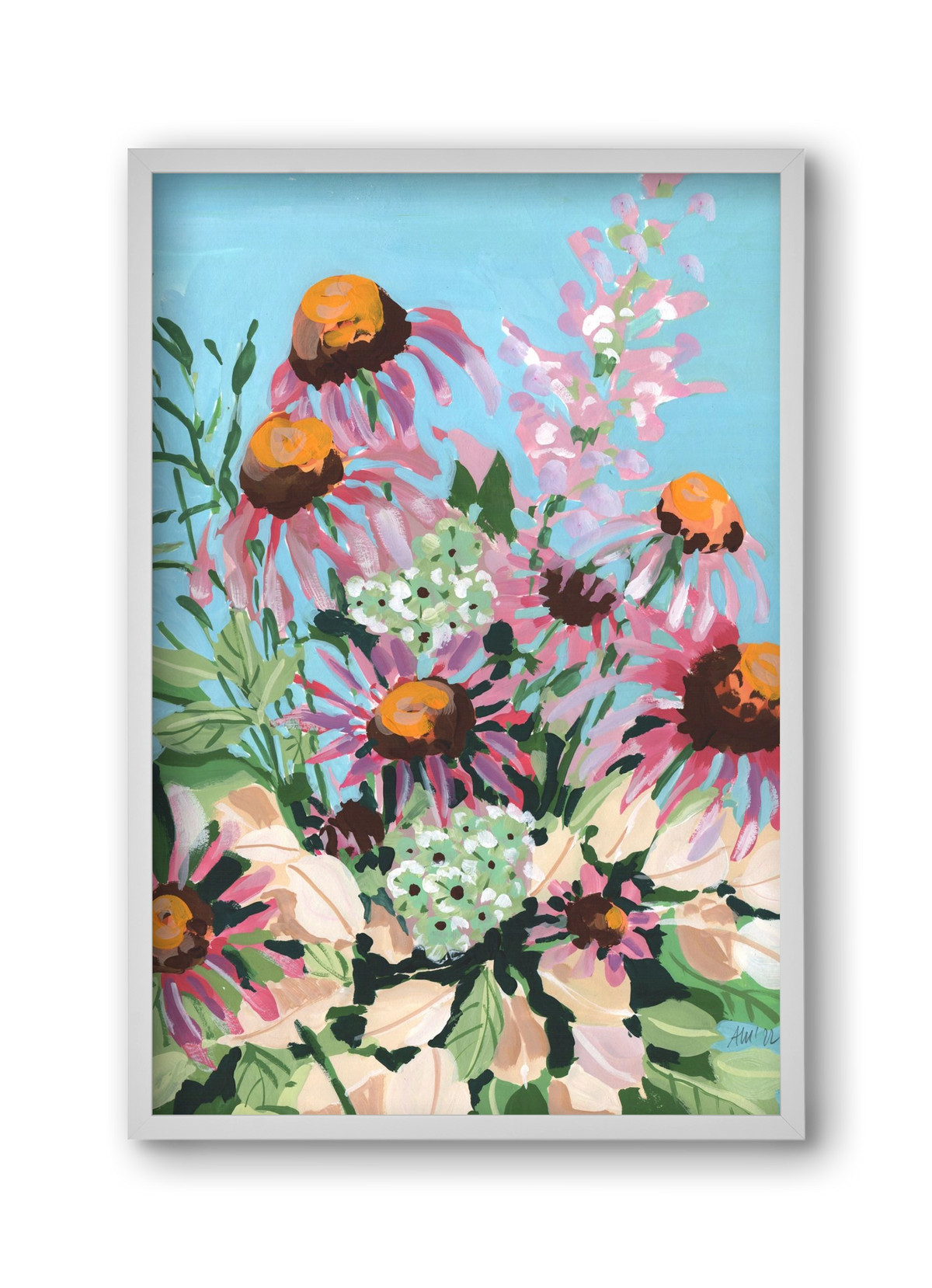 Echinacea purpurea, 30x45 cm (30x45 cm), Fehér keret