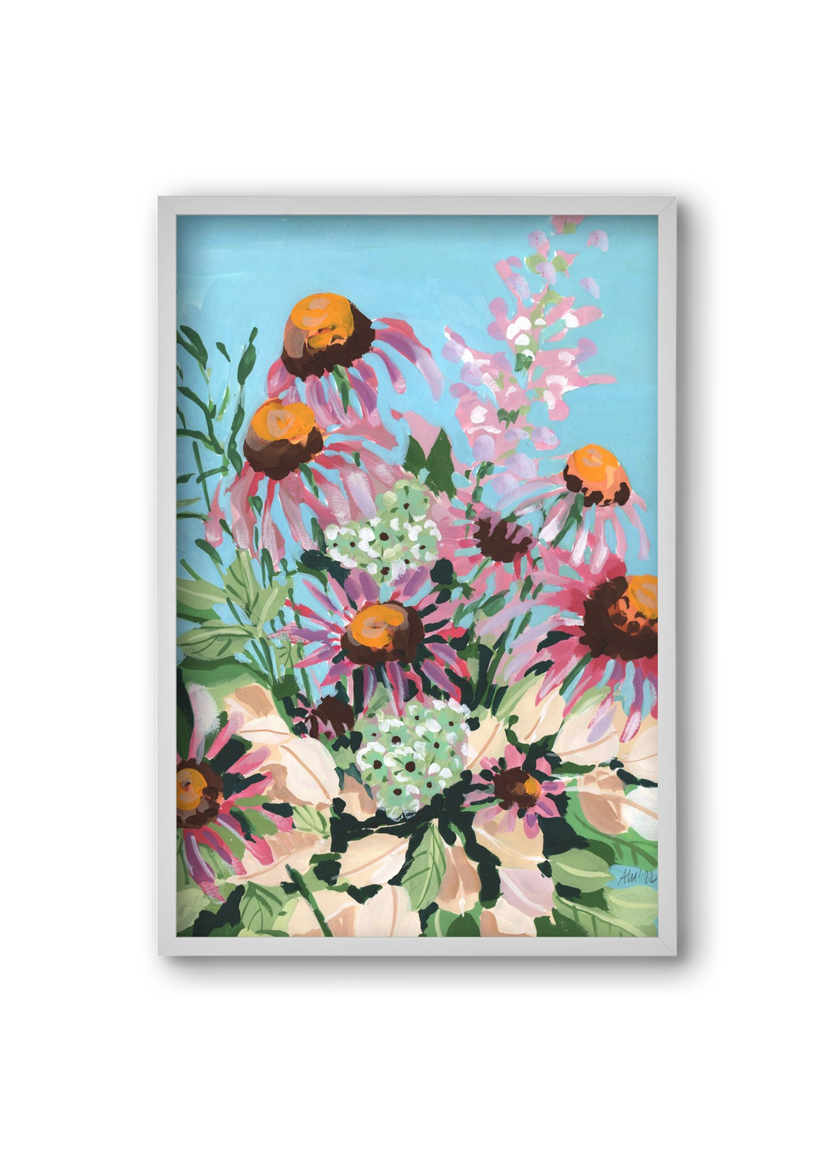 Echinacea purpurea, 20x30 cm (20x30 cm), Fehér keret