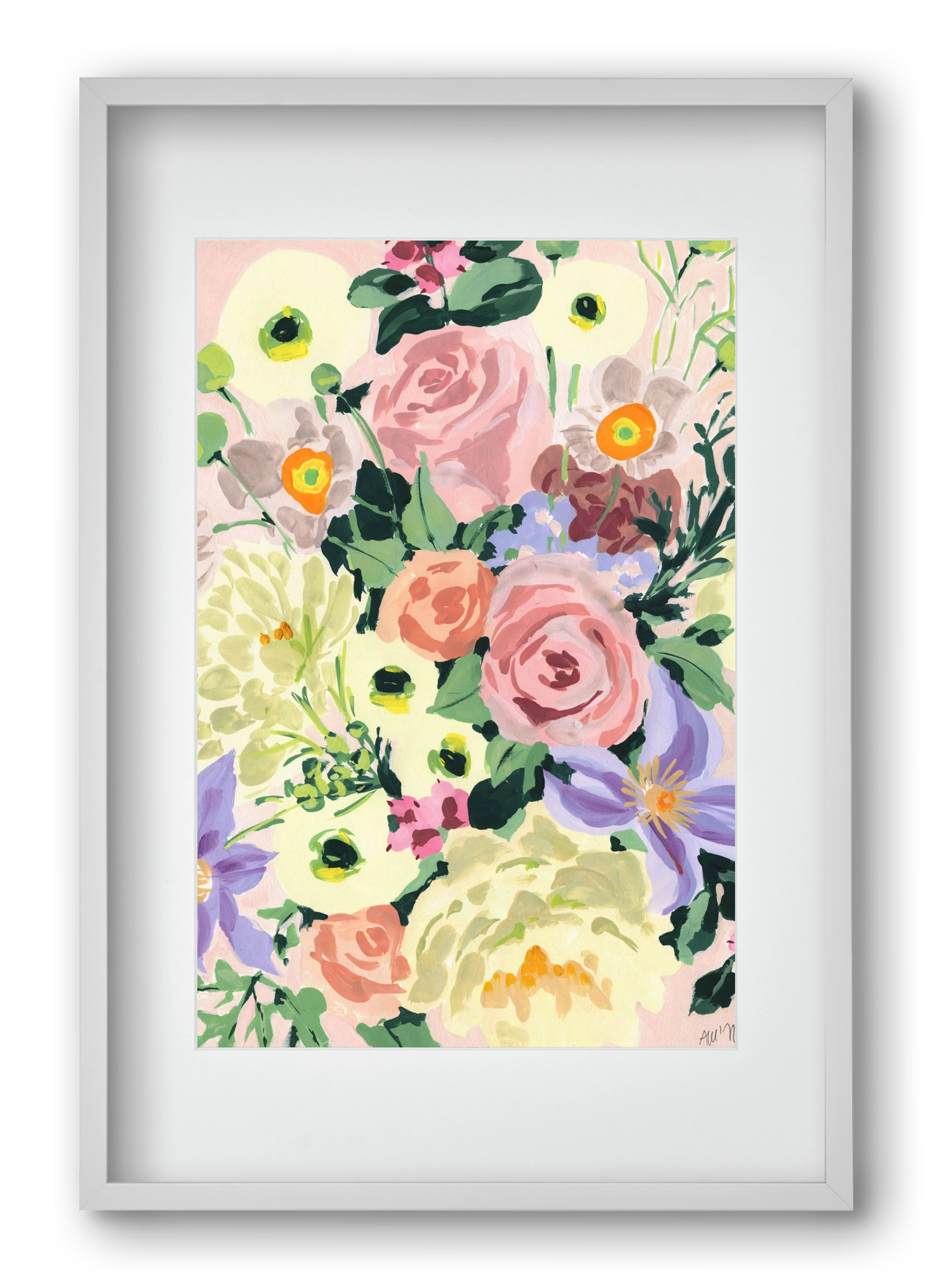 Romantic bouquet, 40x60 cm (30x45 cm), Fehér keret, paszpartuval