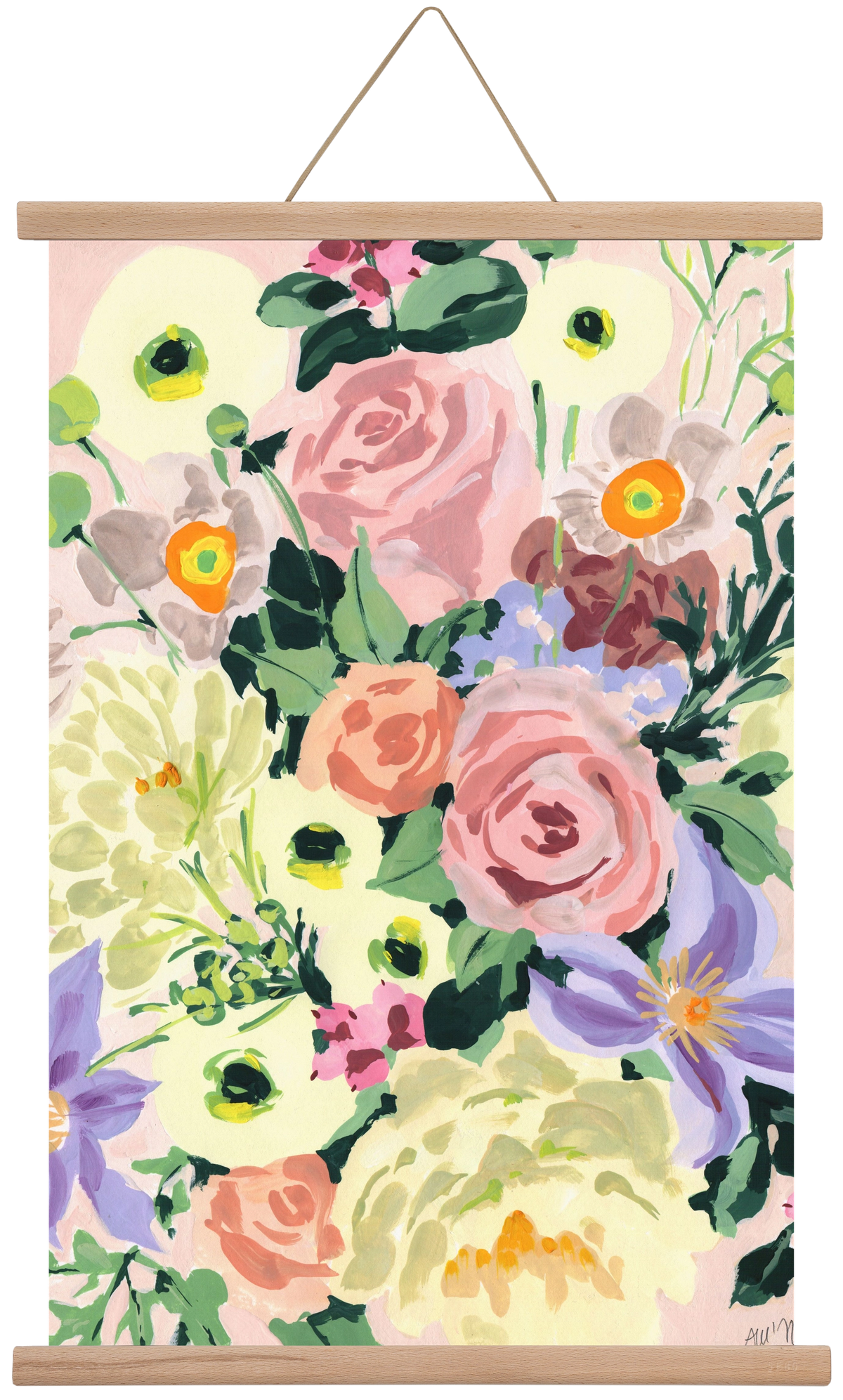 Romantic bouquet, 40x60 cm (40x60 cm), Tölgy akasztó