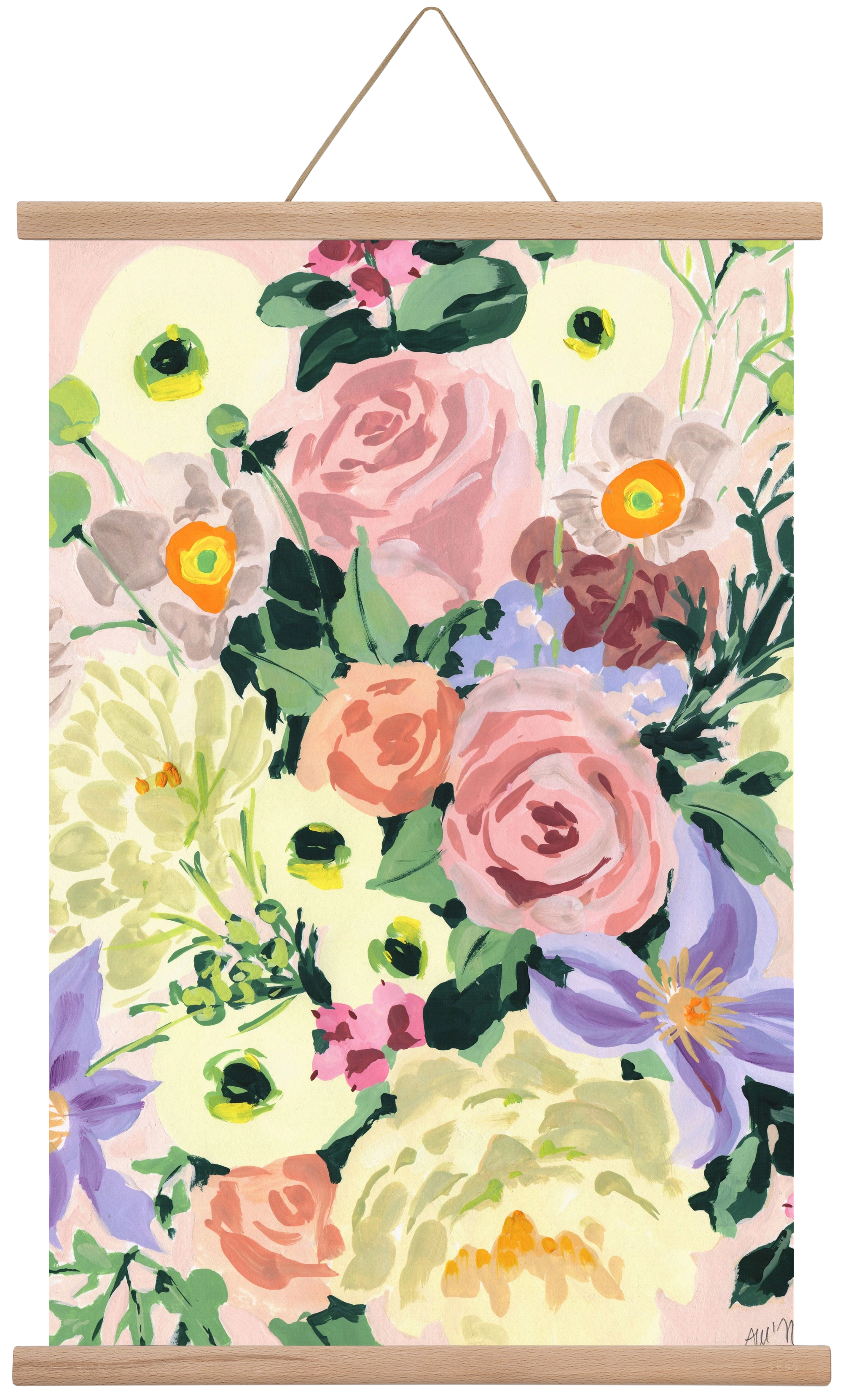 Romantic bouquet, 40x60 cm (40x60 cm), Tölgy akasztó