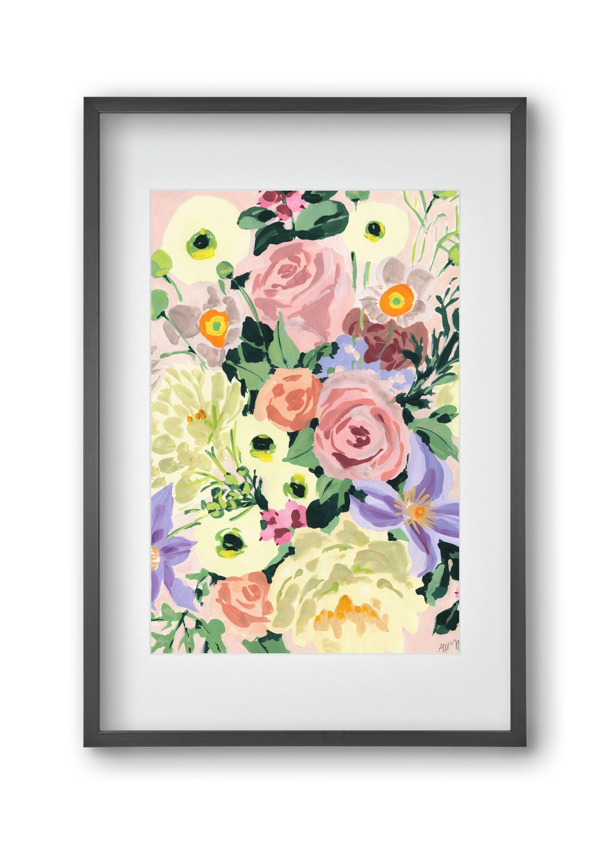 Romantic bouquet, 30x45 cm (20x30 cm), Fekete keret, paszpartuval