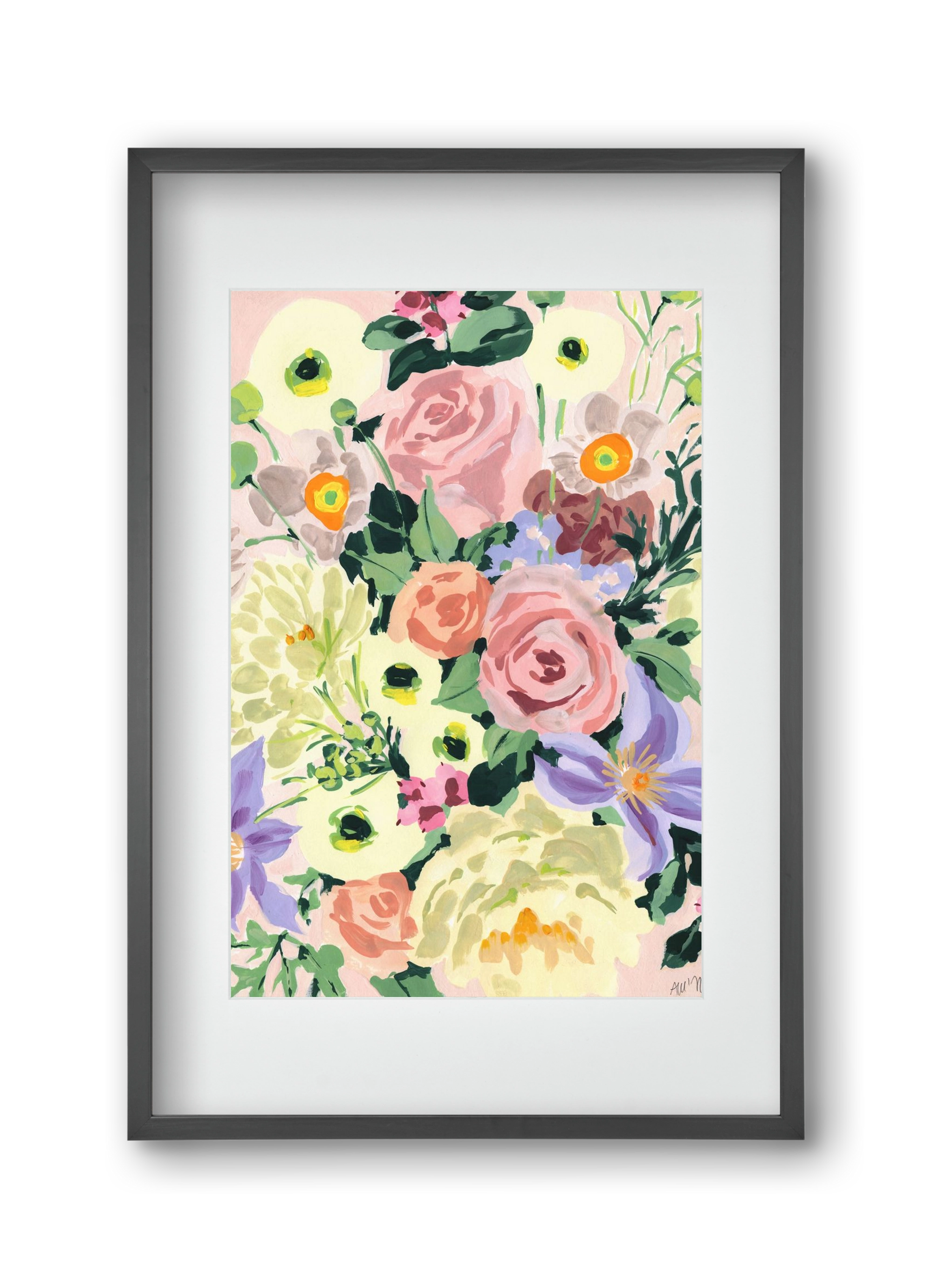 Romantic bouquet, 30x45 cm (20x30 cm), Fekete keret, paszpartuval