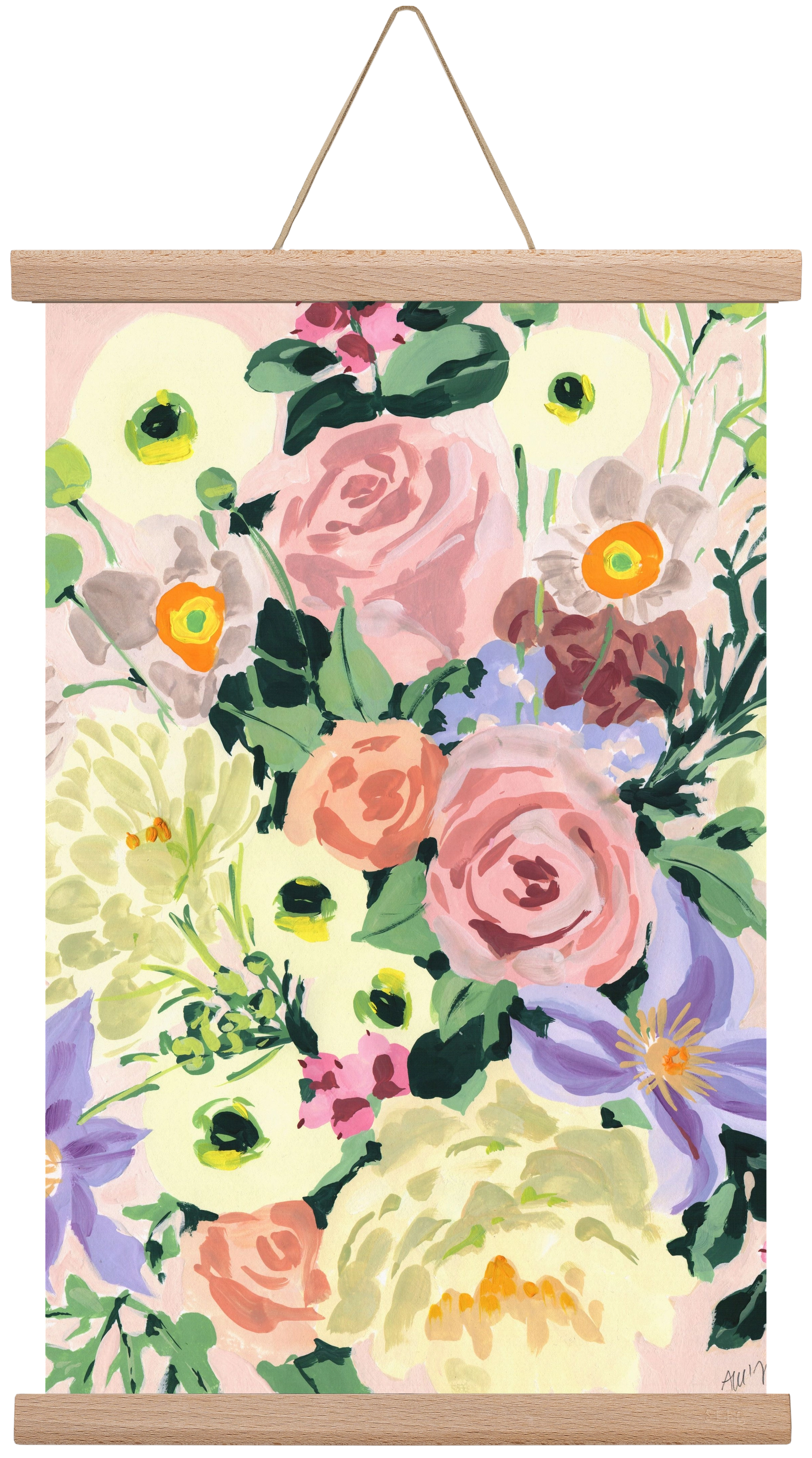 Romantic bouquet, 30x45 cm (30x45 cm), Tölgy akasztó