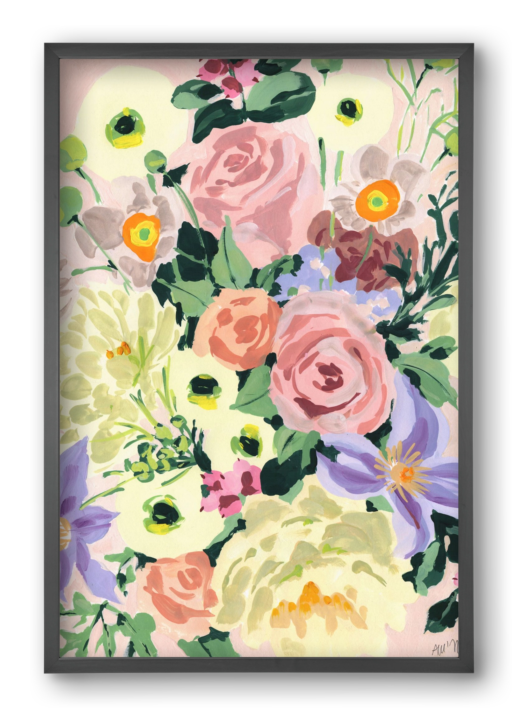 Romantic bouquet, 40x60 cm (40x60 cm), Fekete keret