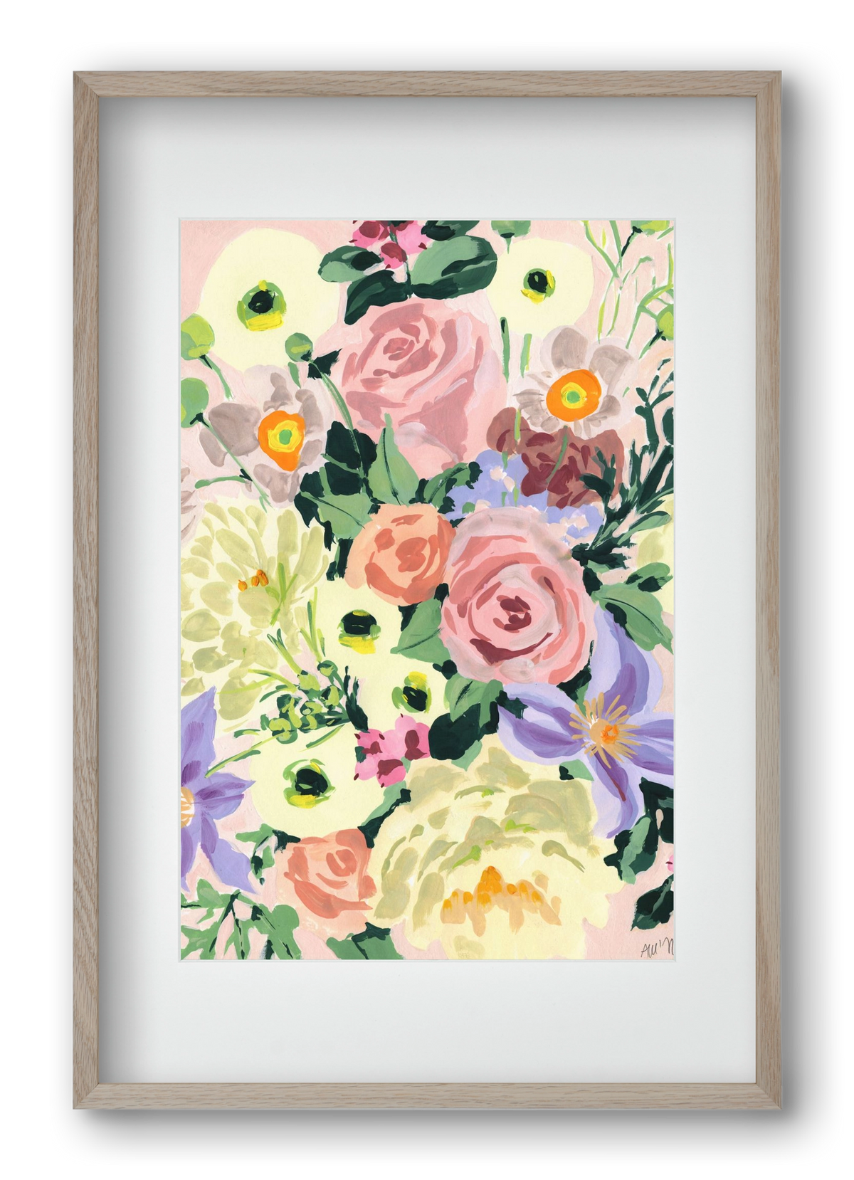 Romantic bouquet, 40x60 cm (30x45 cm), Tölgy keret, paszpartuval